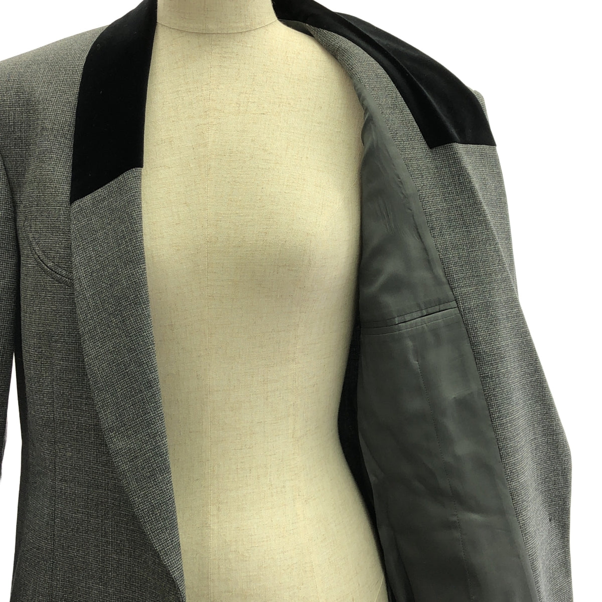 Maison Margiela / メゾンマルジェラ | 2020SS | CONTRAST LAPEL OVERSIZE BLAZER ベロア切替ラペル ウール 1B テーラードジャケット | 36 | レディース