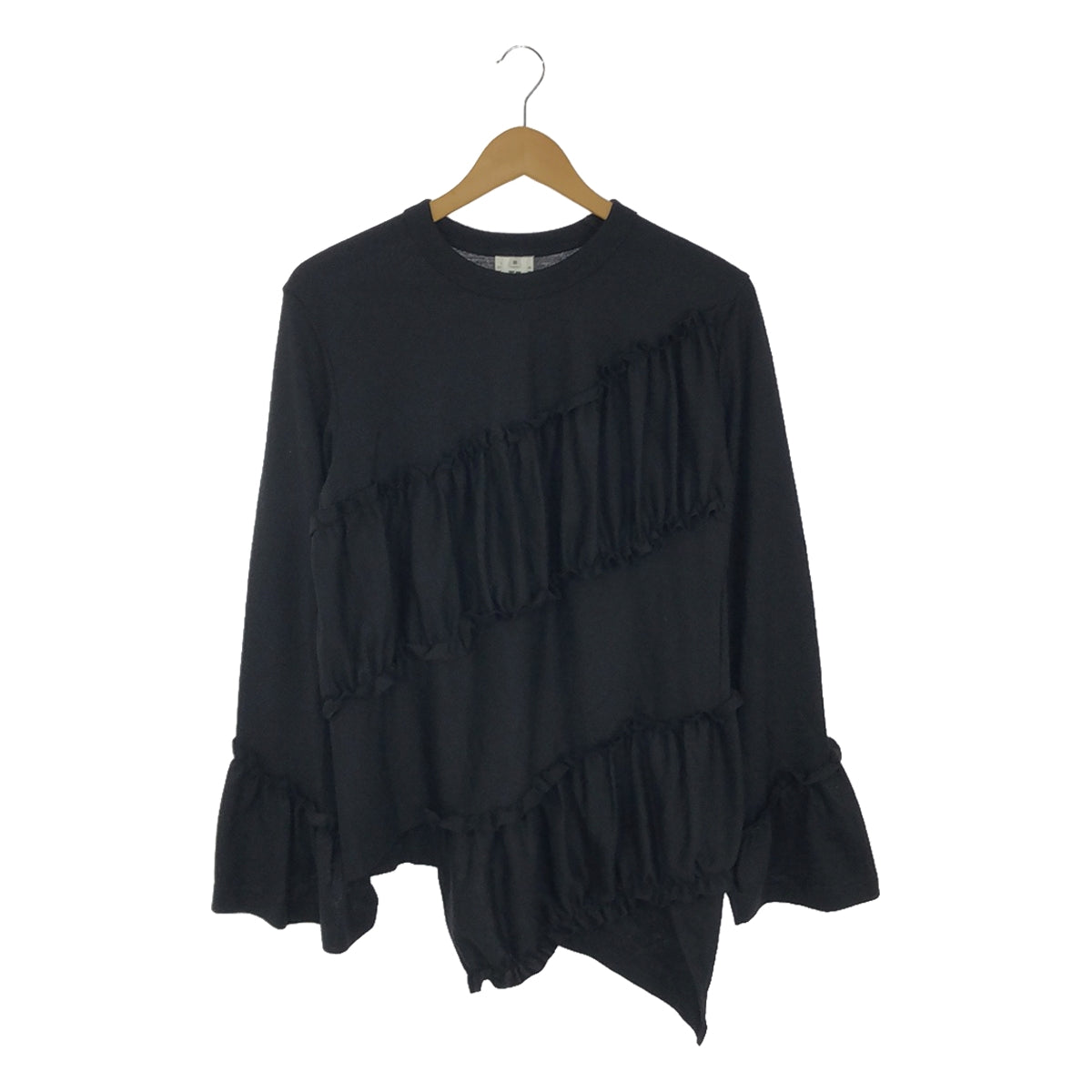 【美品】 noir kei ninomiya / ノワールケイニノミヤ | 2023AW | ラッフルディテール アシンメトリー二ット | M | ブラック | レディース