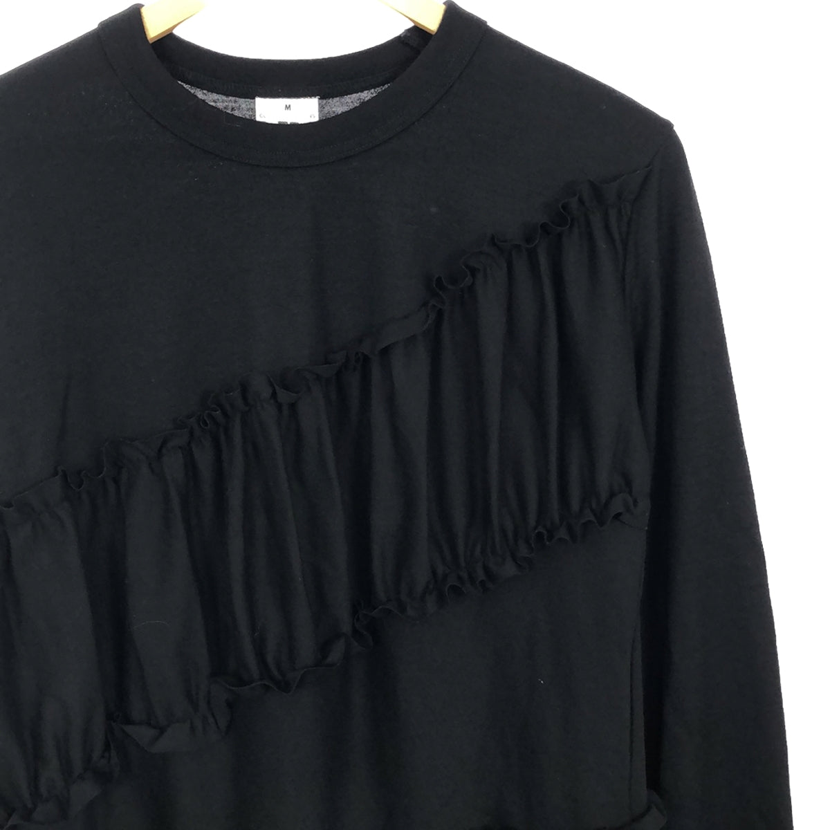 【美品】 noir kei ninomiya / ノワールケイニノミヤ | 2023AW | ラッフルディテール アシンメトリー二ット | M | ブラック | レディース