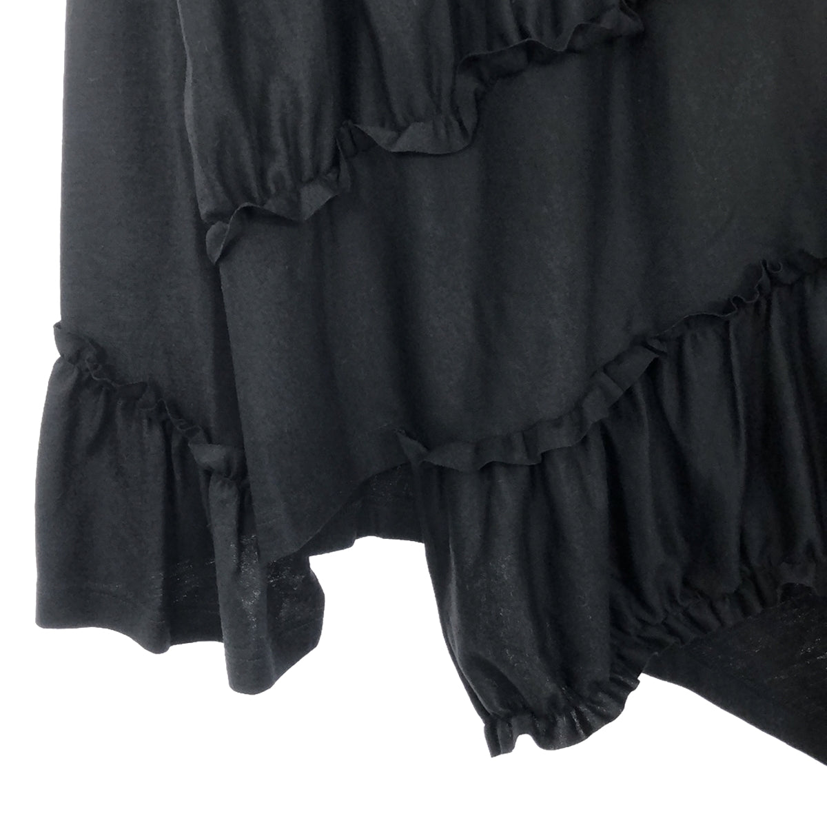 【美品】 noir kei ninomiya / ノワールケイニノミヤ | 2023AW | ラッフルディテール アシンメトリー二ット | M | ブラック | レディース