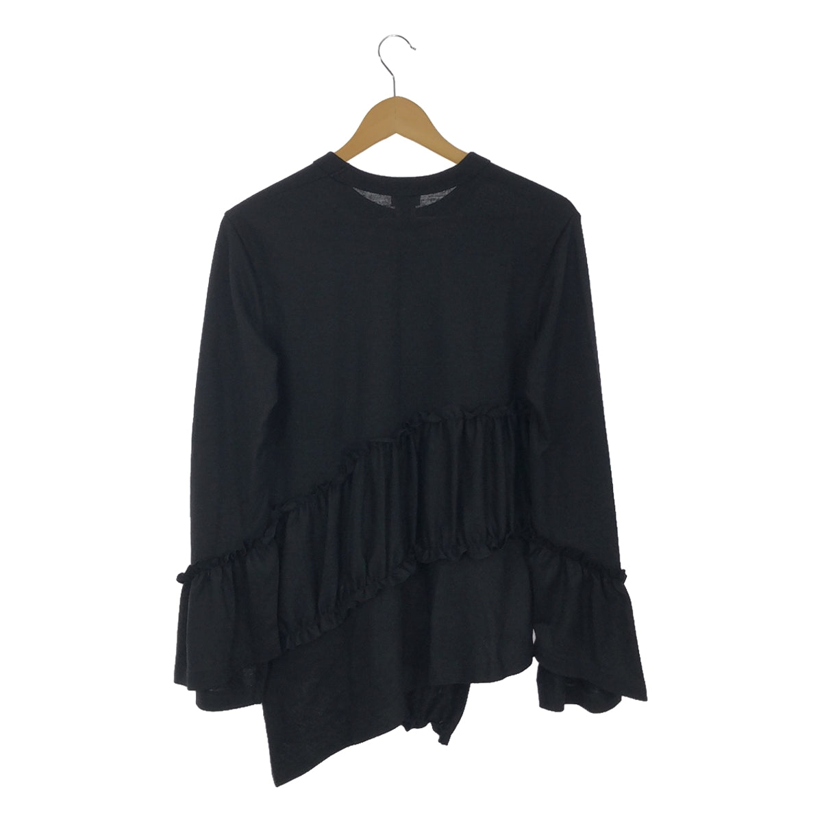 【美品】 noir kei ninomiya / ノワールケイニノミヤ | 2023AW | ラッフルディテール アシンメトリー二ット | M | ブラック | レディース