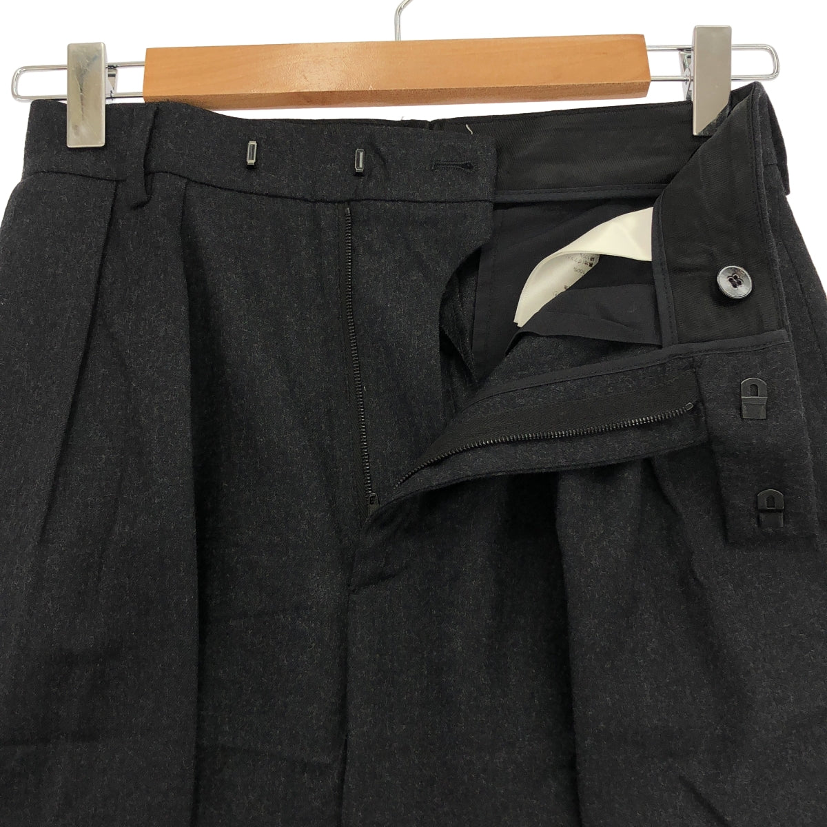 CELINE / セリーヌ | ウール 2タック ロールアップ パンツ | 34 | ブラック | レディース