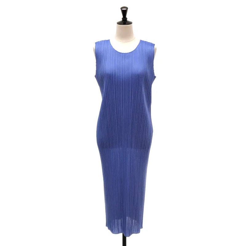 PLEATS PLEASE ワンピース イッセイミヤケ プリーツ加工 ノースリーブ サイドスリット サイズ3 PP21-JT129 ポリエステル