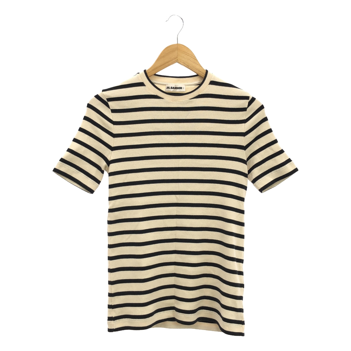 JIL SANDER+ / ジルサンダープラス | バックロゴ ボーダー Tシャツ カットソー | S | エクリュ/ブラック | レディー – KLD