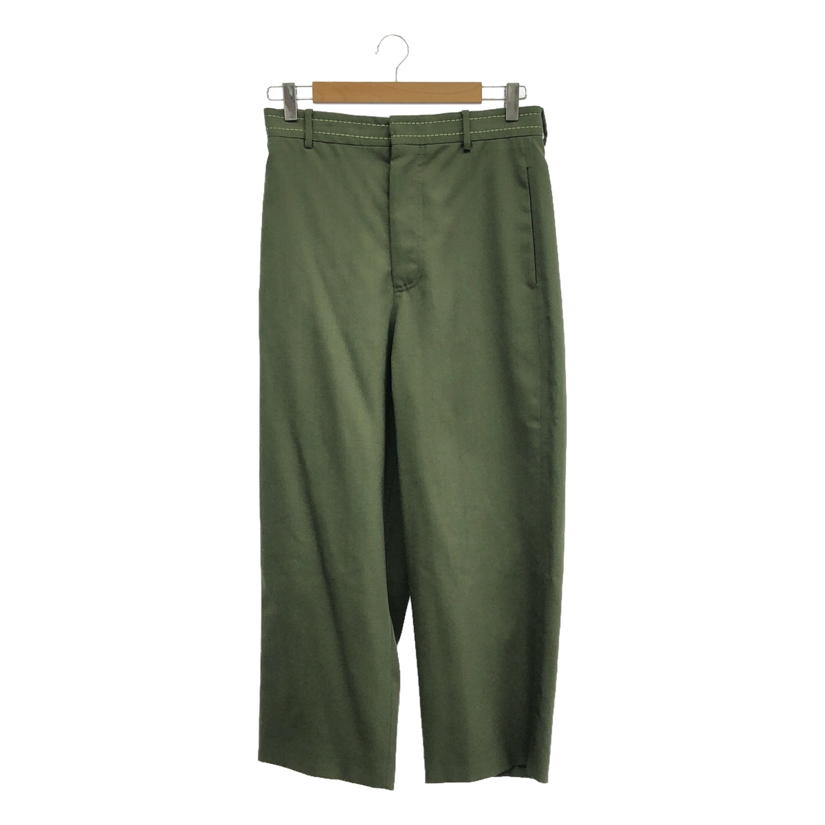 【신품】 MARNI / 마르니 | 2023AW | 울 허리 스티치 자수 슬랙스 | 38 | 그린 | 여성