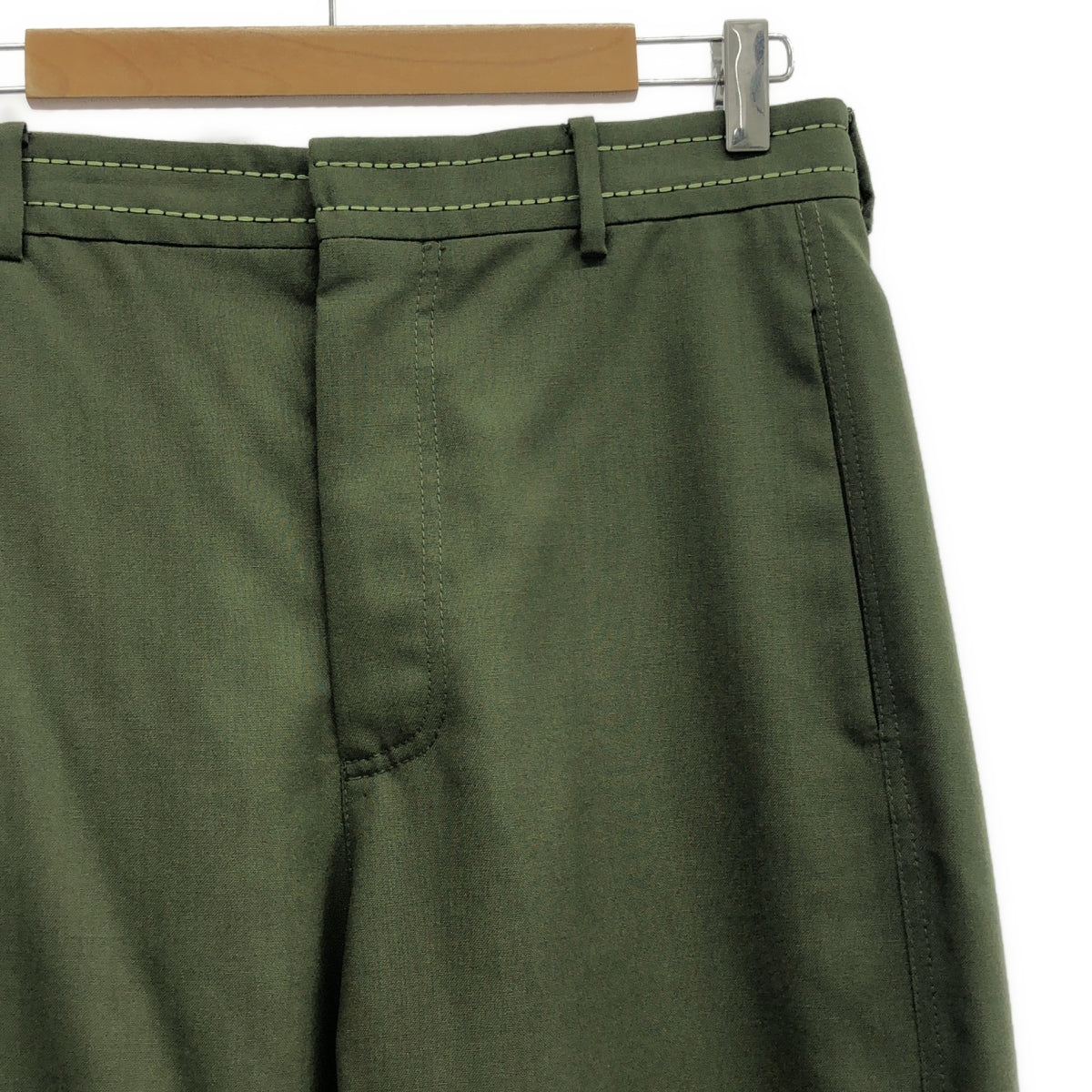 【신품】 MARNI / 마르니 | 2023AW | 울 허리 스티치 자수 슬랙스 | 38 | 그린 | 여성