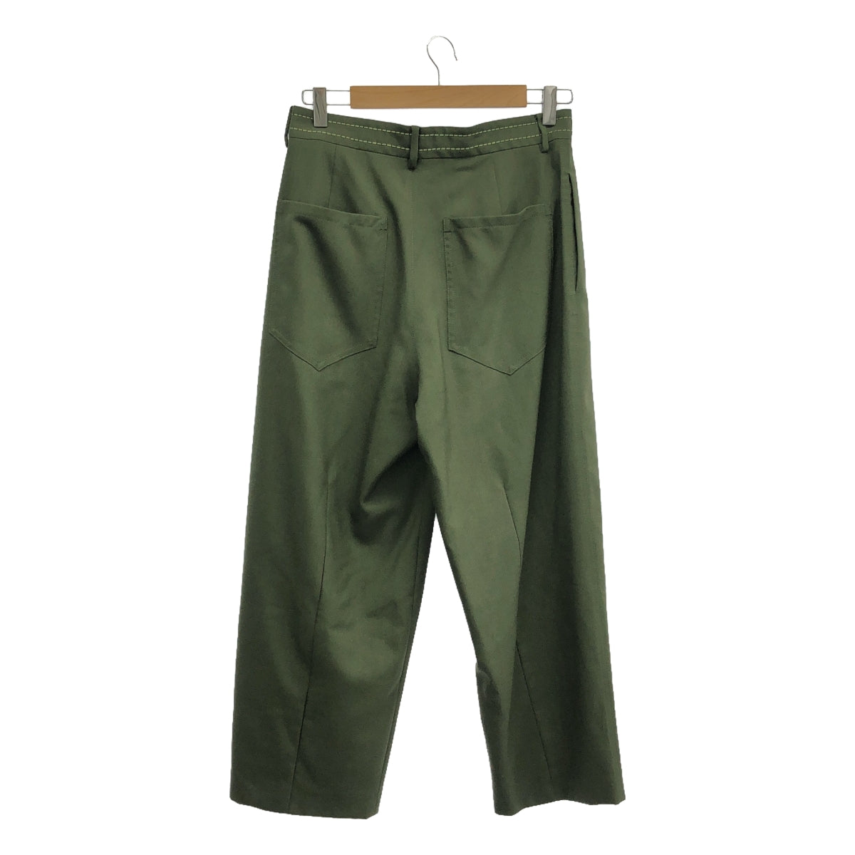 【신품】 MARNI / 마르니 | 2023AW | 울 허리 스티치 자수 슬랙스 | 38 | 그린 | 여성