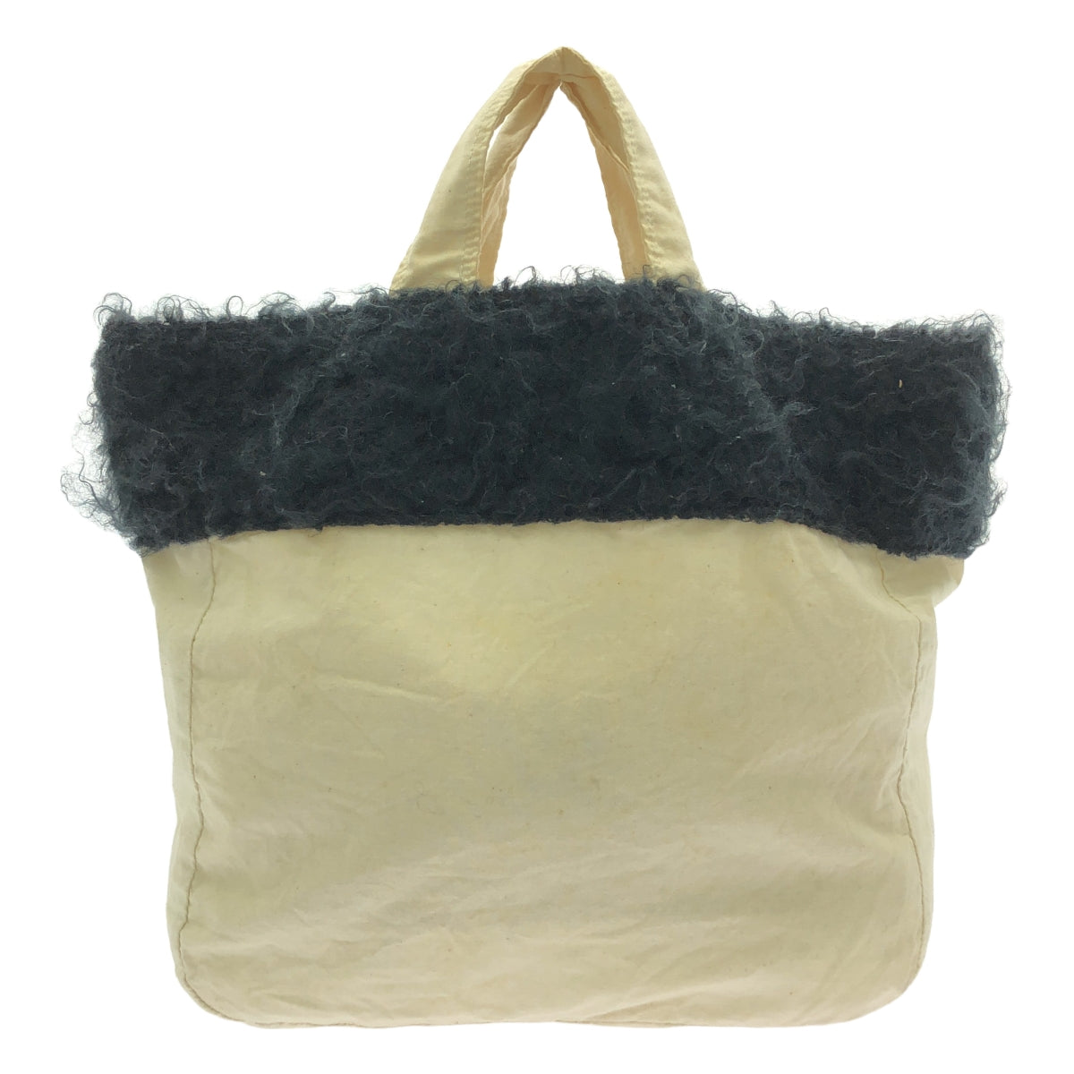 tricot COMME des GARCONS / トリココムデギャルソン | 異素材 モヘヤ ファー切替 キャンバス ハンド トートバッグ |