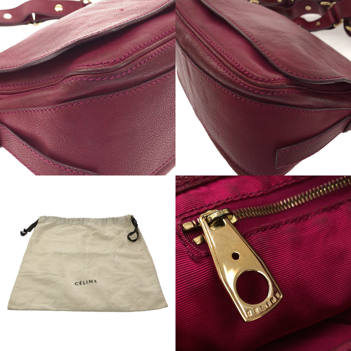 CELINE | Triomphe Studded Flap Shoulder Bag | Purple | Women's
