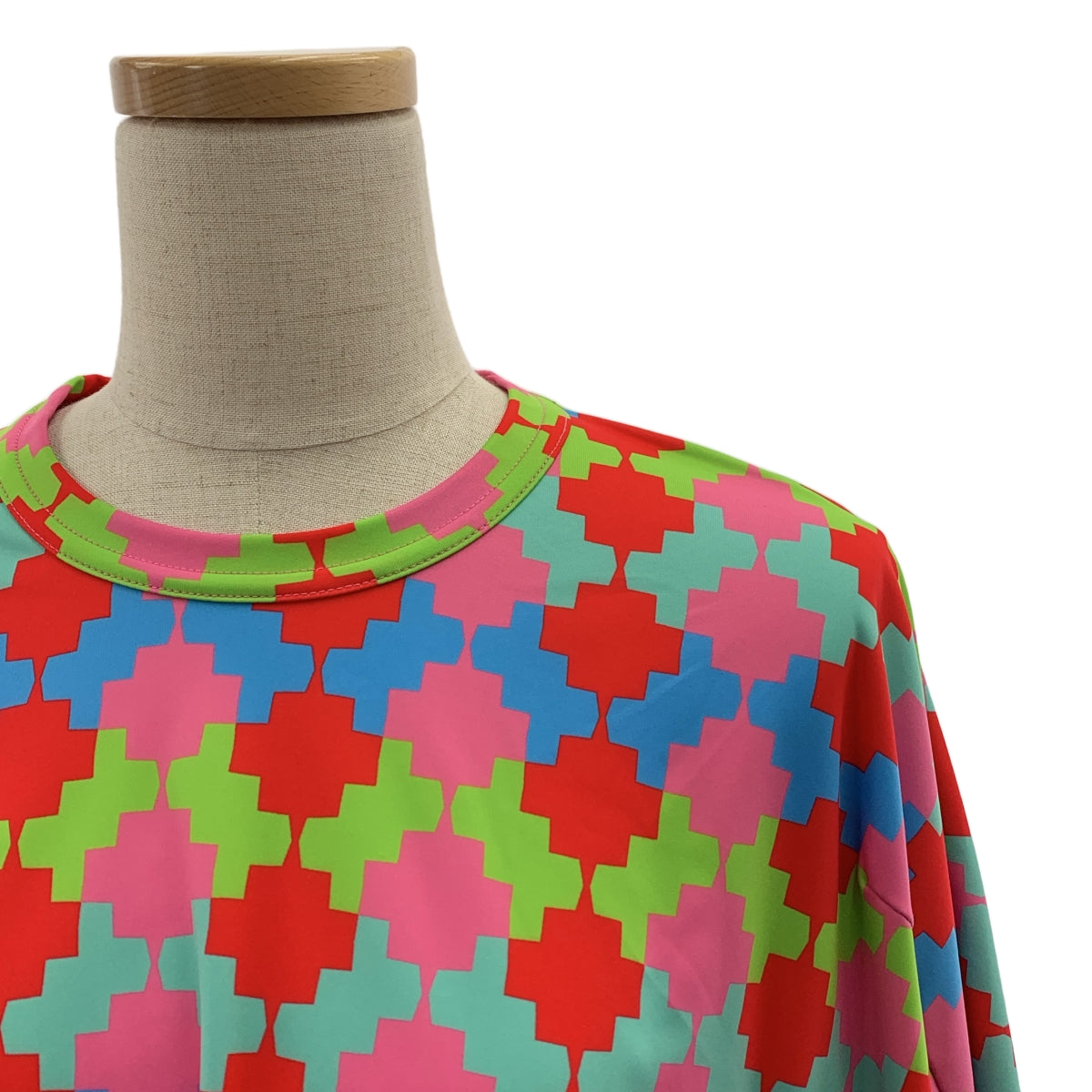 COMME des GARCONS / コムデギャルソン | 2024SS | ポリエステル 総柄 幾何学模様 変形 立体スリーブ プルオーバー カットソー | XS | レディース