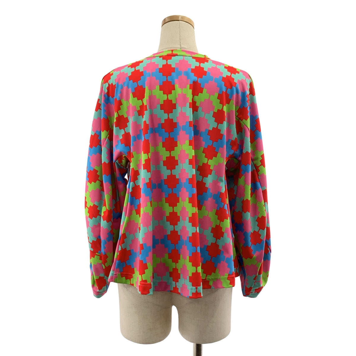 COMME des GARCONS / コムデギャルソン | 2024SS | ポリエステル 総柄 幾何学模様 変形 立体スリーブ プルオーバー カットソー | XS | レディース