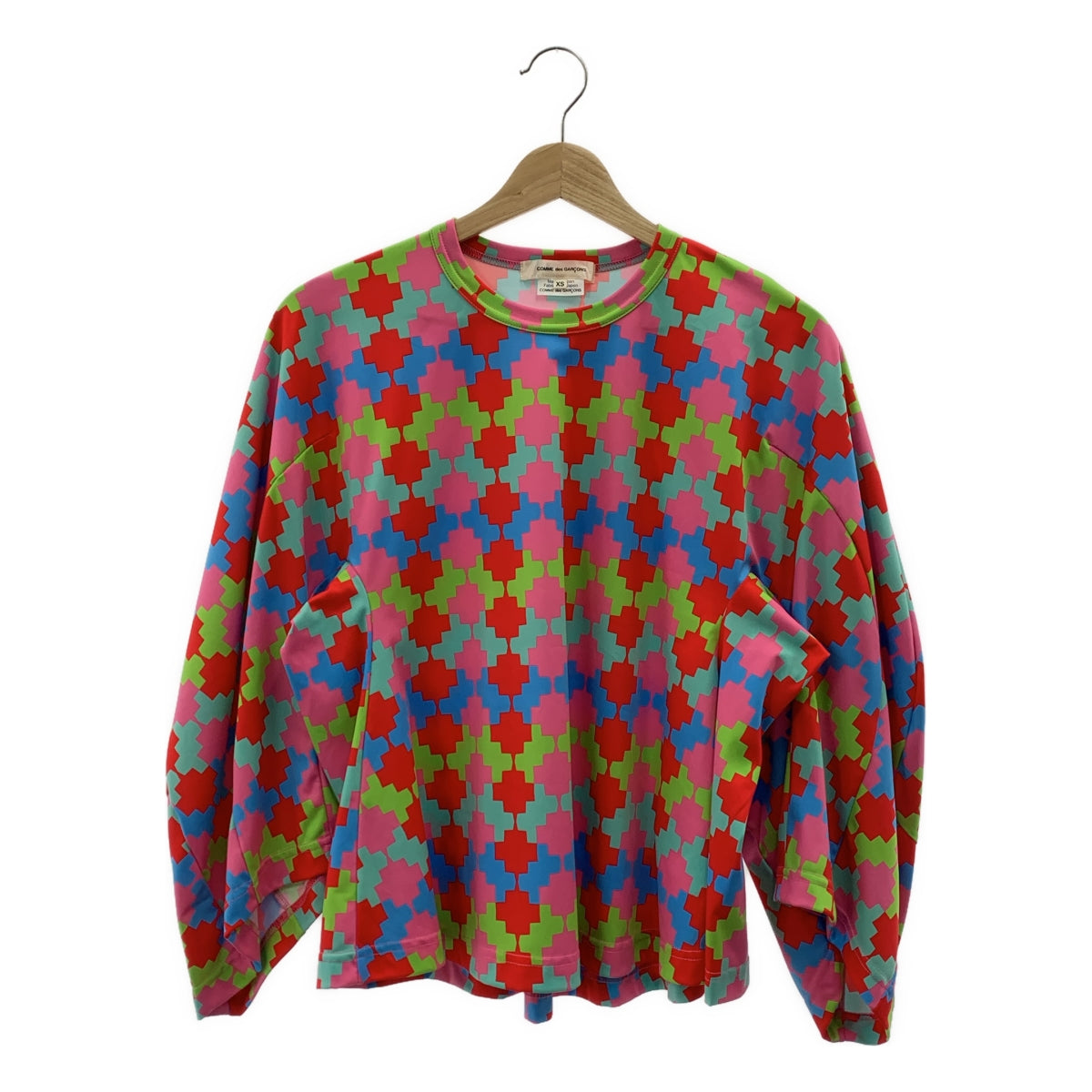 COMME des GARCONS / コムデギャルソン | 2024SS | ポリエステル 総柄 幾何学模様 変形 立体スリーブ プルオーバー カットソー | XS | レディース