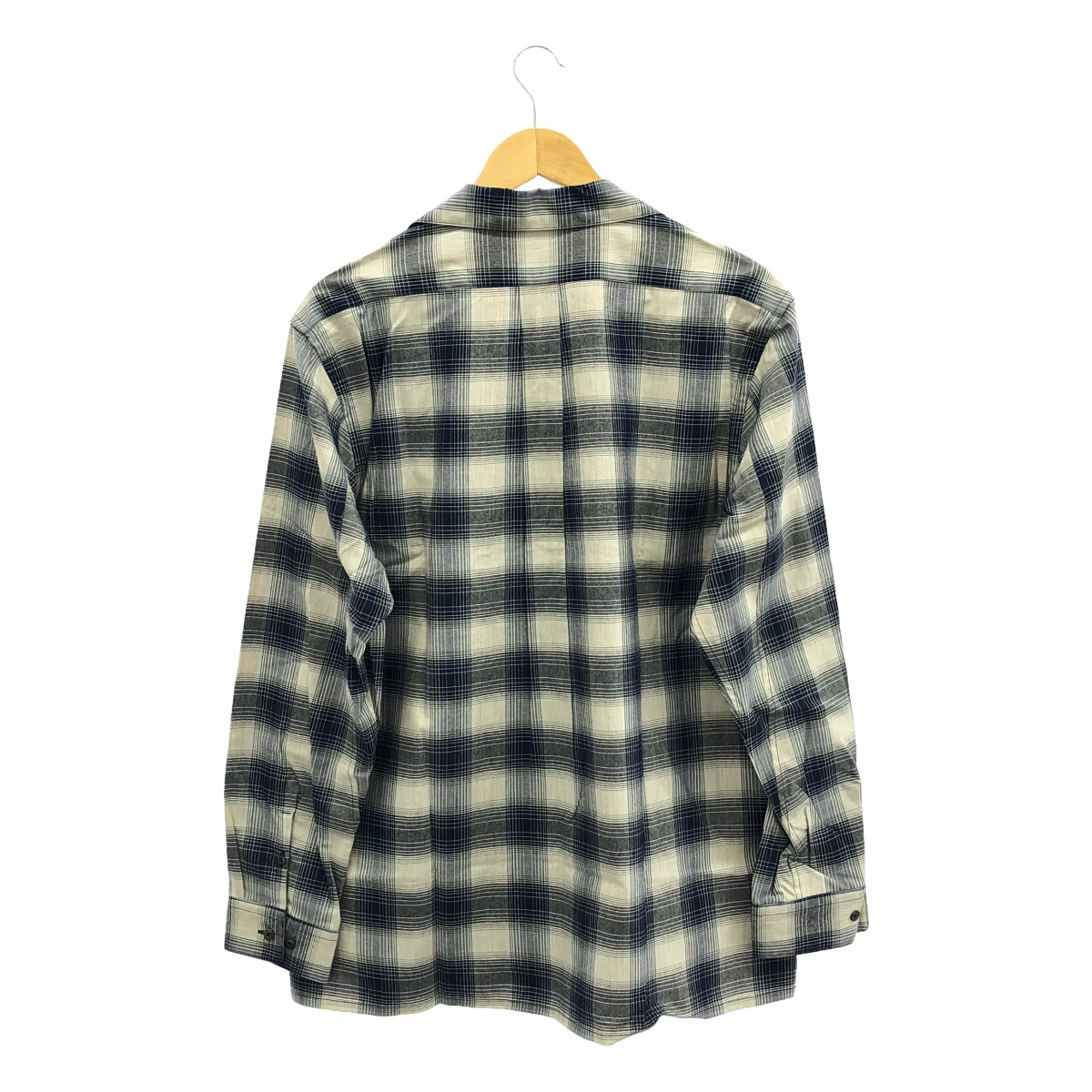 【新品】 SUGARHILL / シュガーヒル | YAK OMBRE PLAID OPEN COLLAR BLOUSE オンブレチェックシャツ | 2 | ブルーオンブレ | メンズ