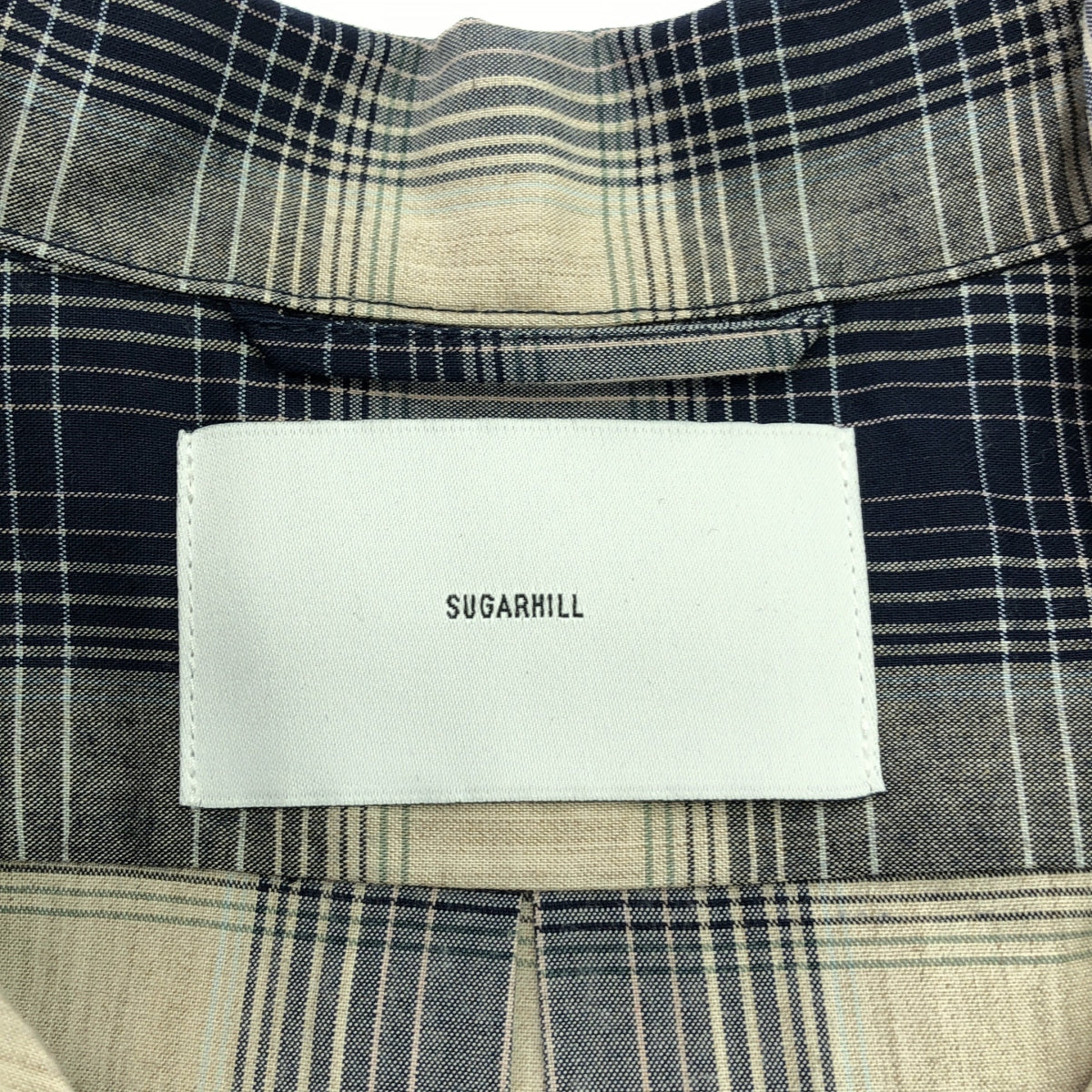 【新品】 SUGARHILL / シュガーヒル | YAK OMBRE PLAID OPEN COLLAR BLOUSE オンブレチェックシャツ | 2 | ブルーオンブレ | メンズ