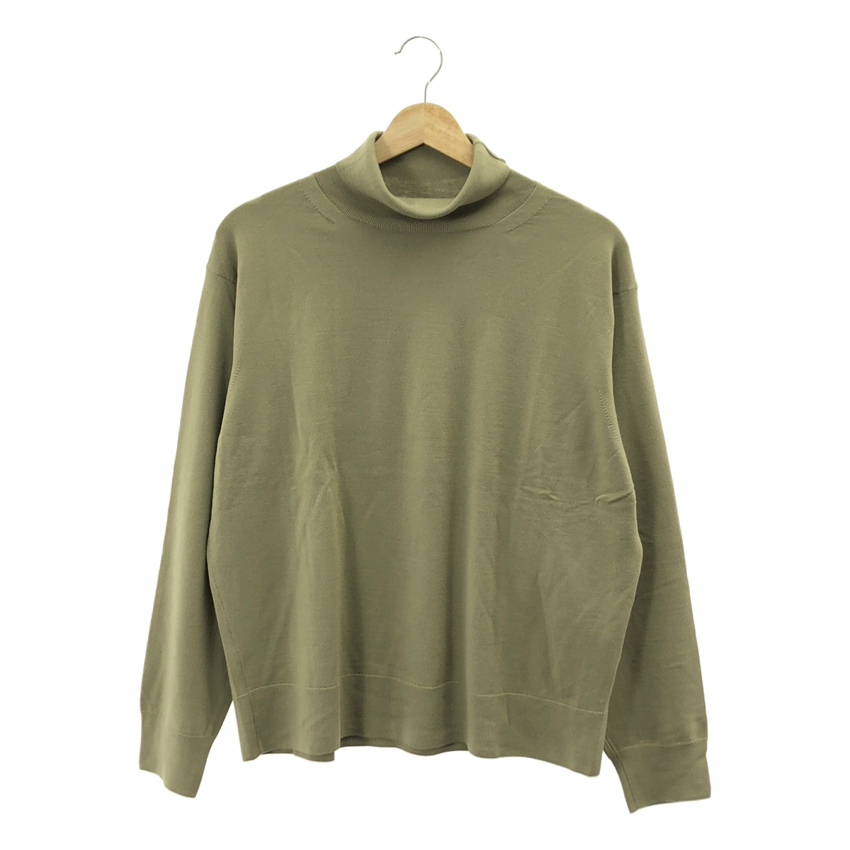 【미품】 AURALEE / 오라리 | 2023AW | Super High Gauze Wool Knit Turtle / 울 터틀넥 니트 스웨터 | 3 | 카키 계 | 남성