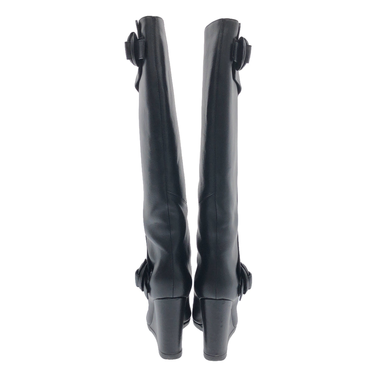 【美品】 BALENCIAGA / バレンシアガ | Leather Knee High Wedge Boot / レザー ロングブーツ | 37 | ブラック | レディース