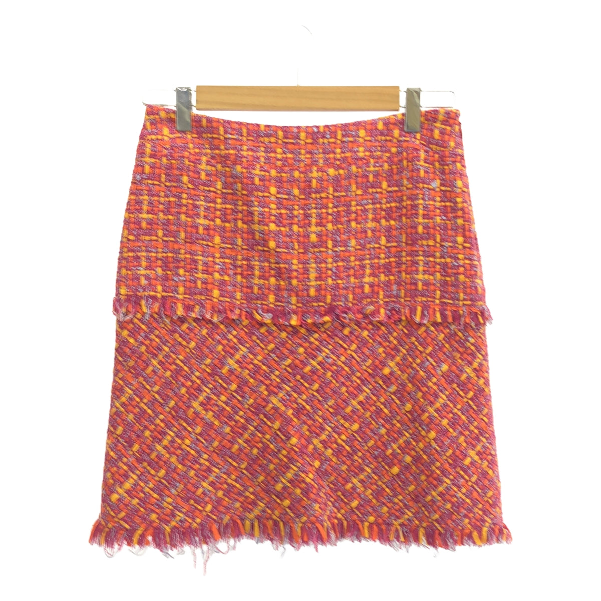 VIVIENNE TAM | Jacquard Fringe Skirt | 0 | Pink/Orange/Yellow | Women's