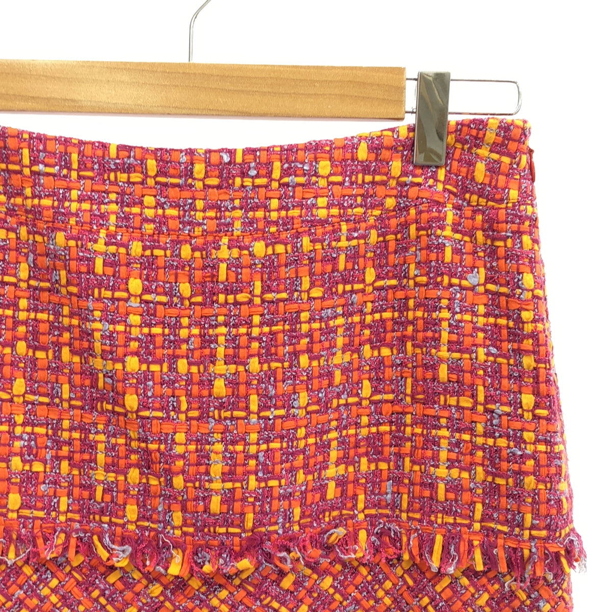 VIVIENNE TAM | Jacquard Fringe Skirt | 0 | Pink/Orange/Yellow | Women's