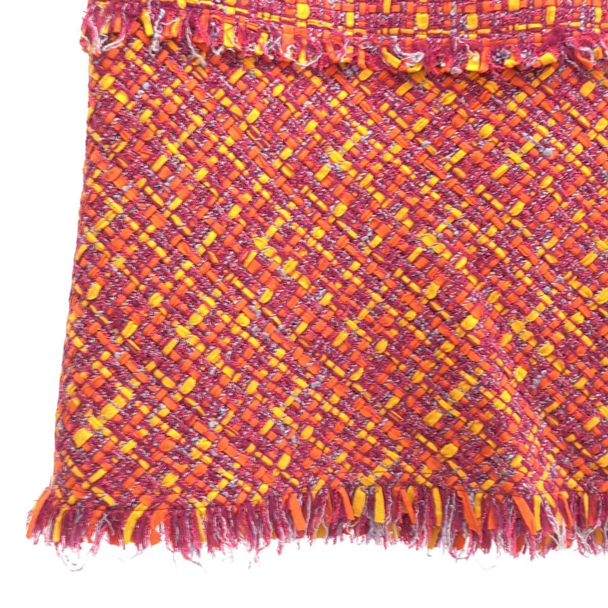 VIVIENNE TAM | Jacquard Fringe Skirt | 0 | Pink/Orange/Yellow | Women's