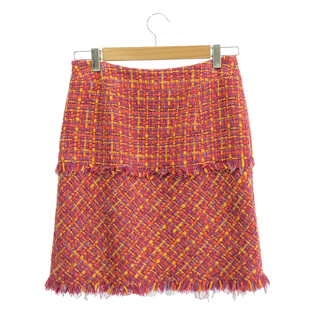 VIVIENNE TAM | Jacquard Fringe Skirt | 0 | Pink/Orange/Yellow | Women's