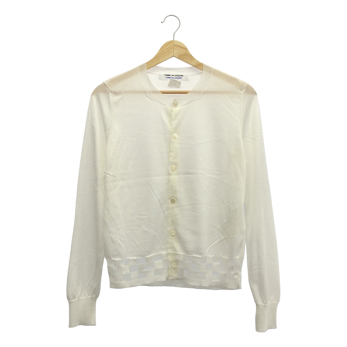 COMME des GARCONS COMME des GARCONS / 콤콤 | 밑단 시어 체커 크루넥 가디건 | S |