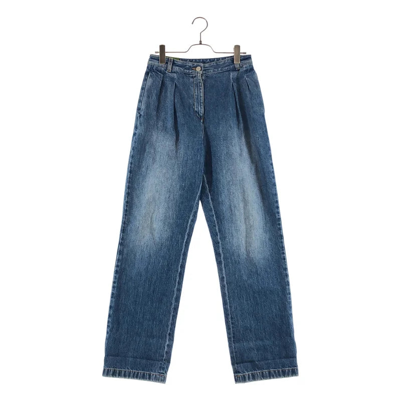 GUCCI / グッチ | ダメージ加工 ロゴパッチ 2タック デニムパンツ | 25 GUCCI / グッチ | ダメージ加工 ロゴパッチ 2タック デニムパンツ | 25
