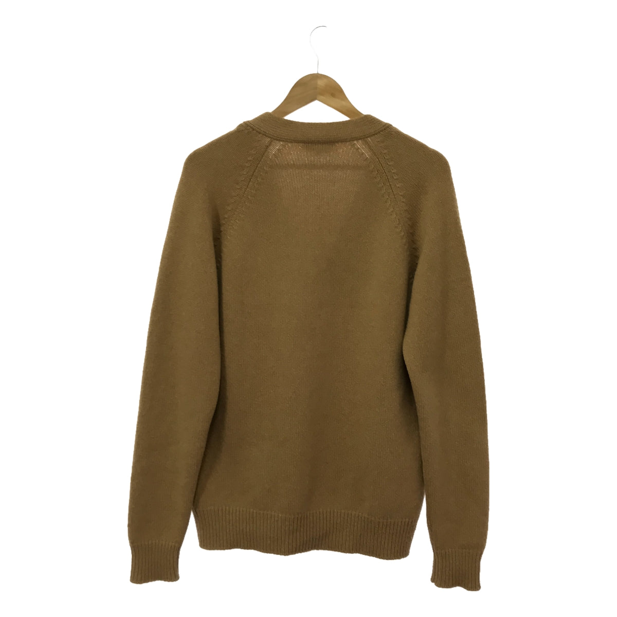 愛馬仕 | 2020秋冬 | 100% 羊絨皮革貼片針織開襟衫 | M |米色/棕色|男士