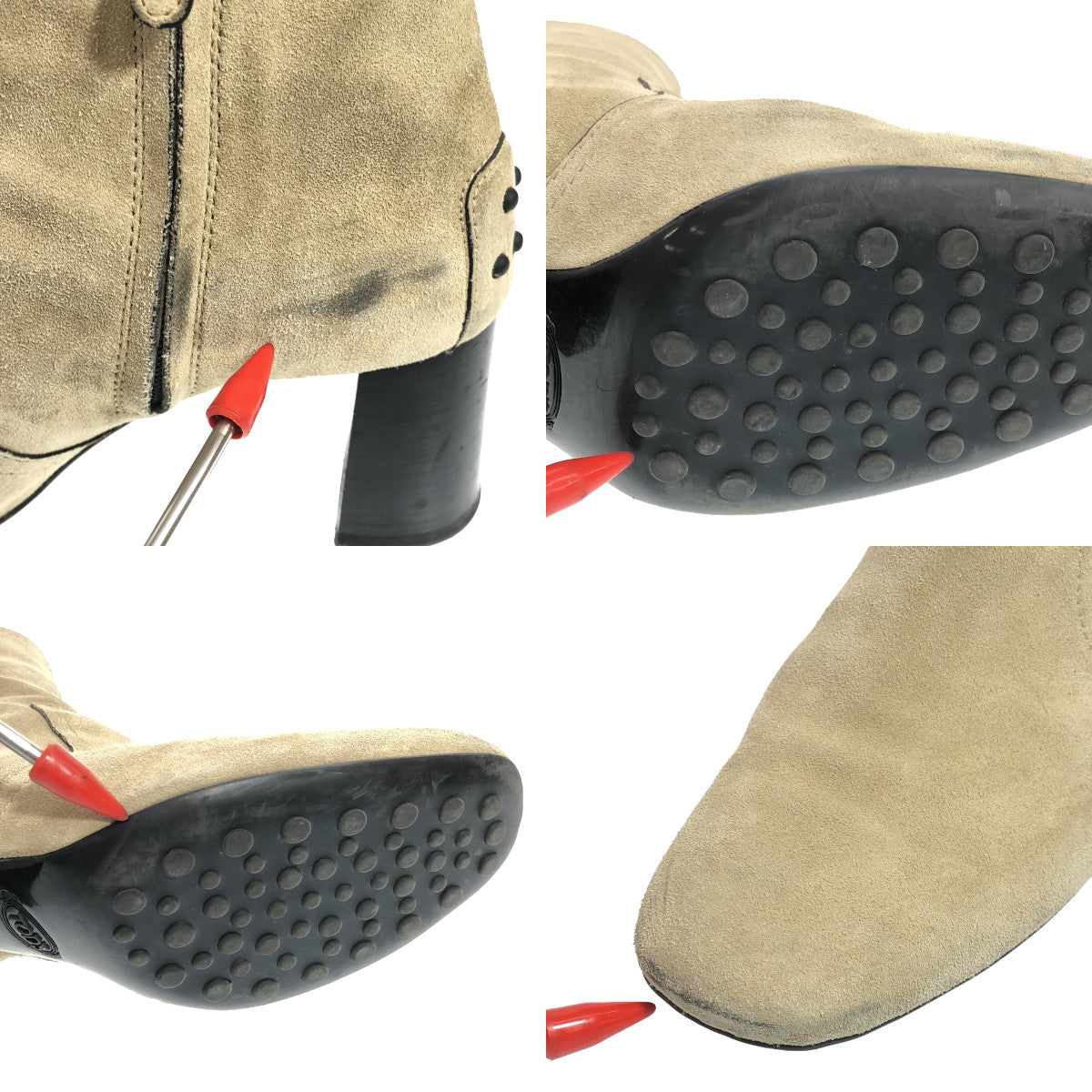 TOD'S / トッズ | スエードレザー ヒール ブーツ | 38 | ベージュ | レディース
