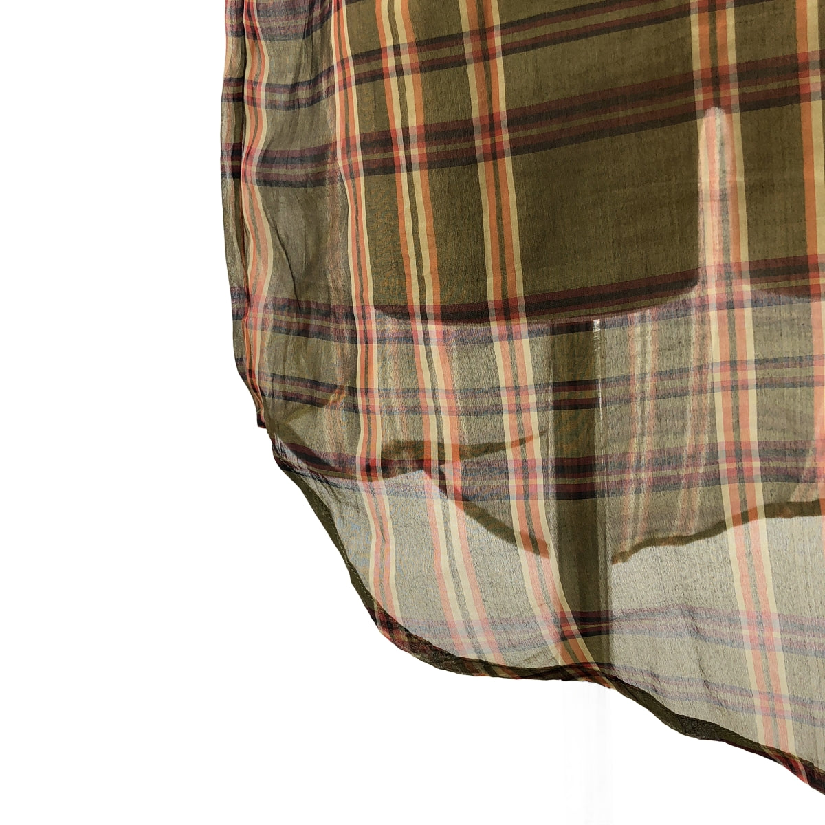 【美品】  DRIES VAN NOTEN / ドリスヴァンノッテン | silk 100% / シルク ラウンドカット シアー ノースリーブ ロング ブラウス | 36 | イエロー/レッド系 | レディース