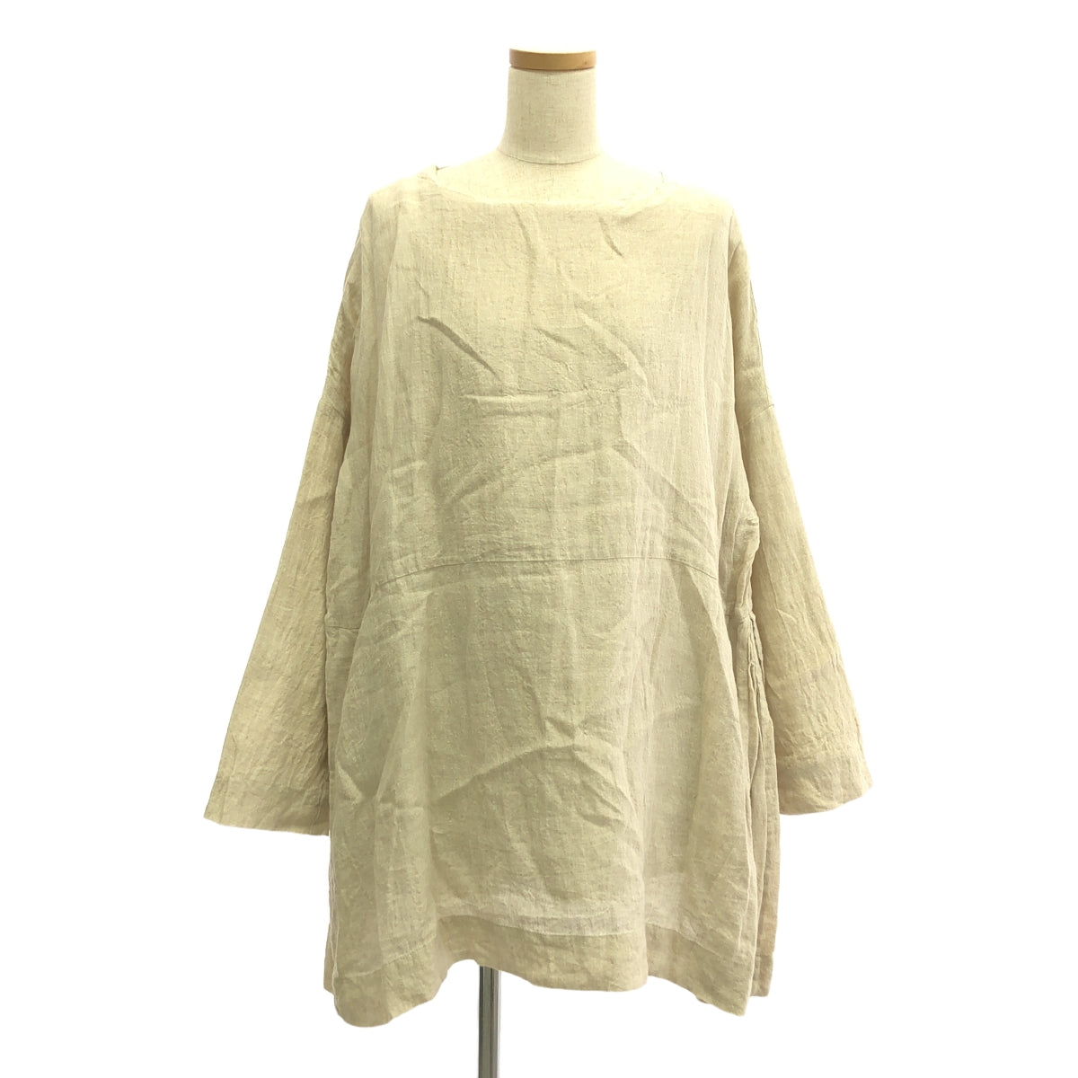 veritecoeur / ヴェリテクール | リネン サイド プリーツ ワンピース | F | ベージュ | レディース