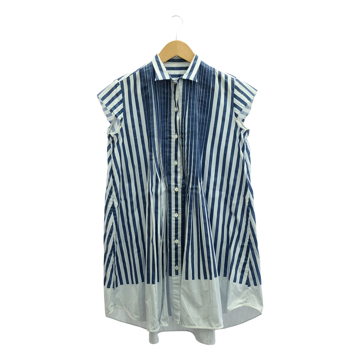 sacai | Cut-out striped tuck shirt dress | 1 | Women's