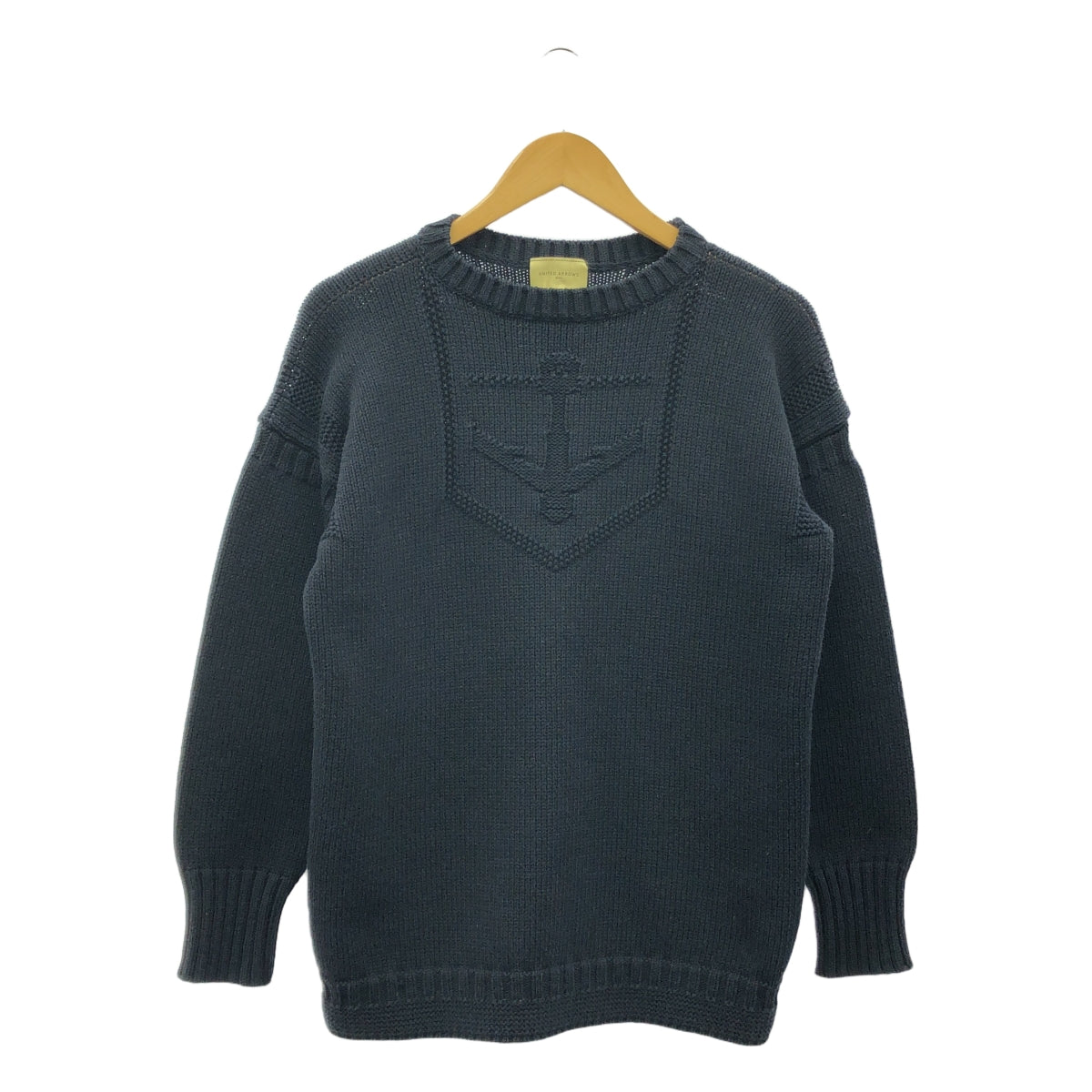 UNITED ARROWS / 유나이티드 애로즈 | C / PE 앵커 모티브 니트 | 네이비 | 여성