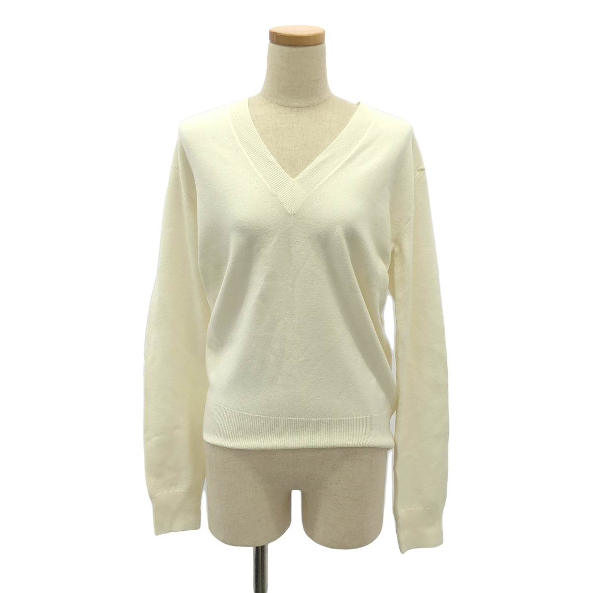 【美品】 BOTTEGA VENETA / ボッテガヴェネタ | ウール リブ ニット プルオーバー | L | オフホワイト系 | レディース