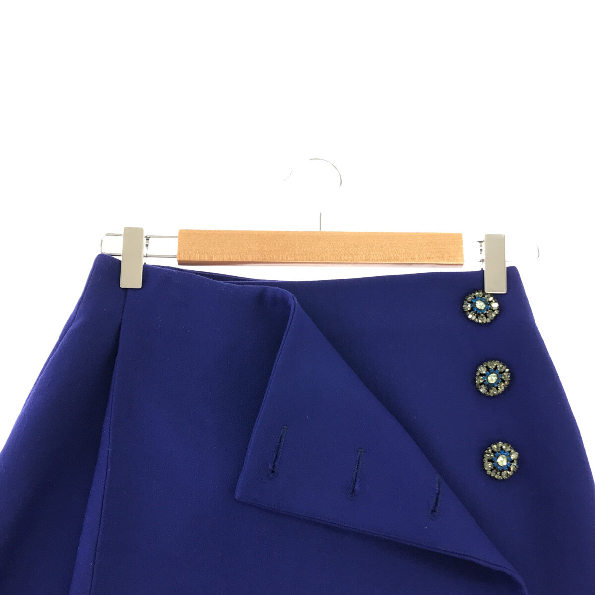【美品】 Christian Dior / クリスチャンディオール | ウール ビジューボタン スカート | 36 | ネイビー | レディース