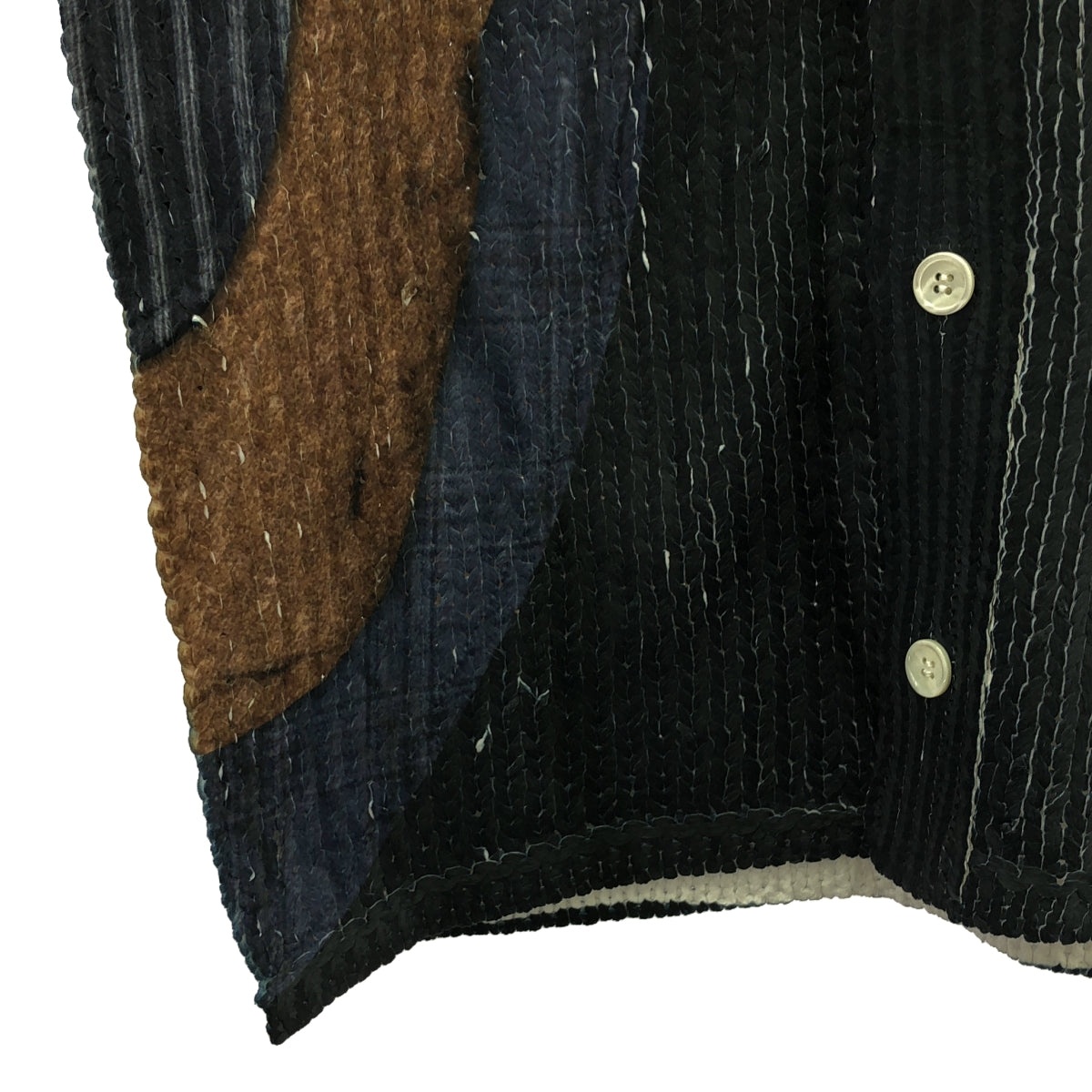 【美品】 COMME des GARCONS HOMME PLUS / コムデギャルソンオムプリュス | 2024SS | ポリエステル 転写 ケーブル ニット カーディガン | M | ネイビー/ブラウン | メンズ