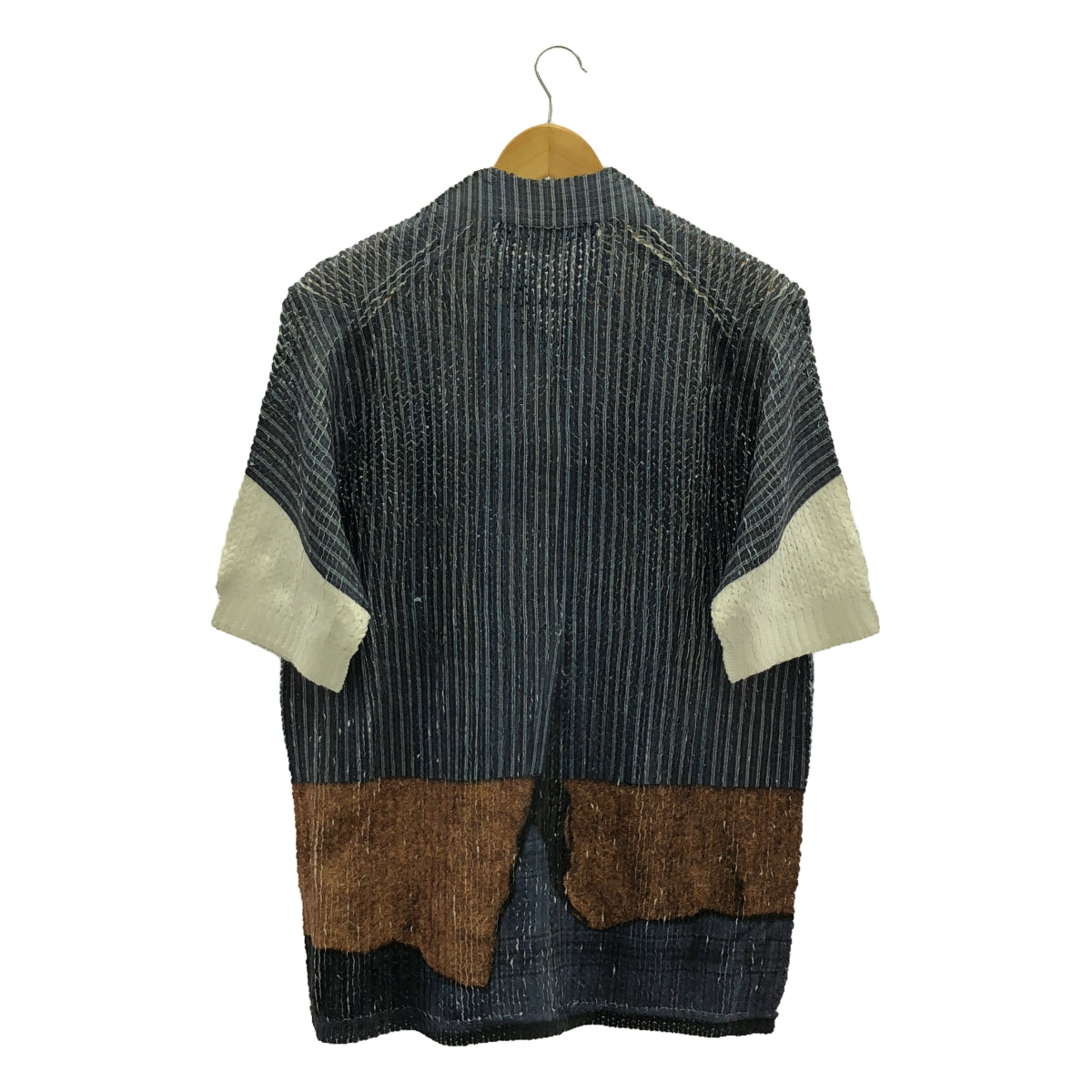【美品】 COMME des GARCONS HOMME PLUS / コムデギャルソンオムプリュス | 2024SS | ポリエステル 転写 ケーブル ニット カーディガン | M | ネイビー/ブラウン | メンズ