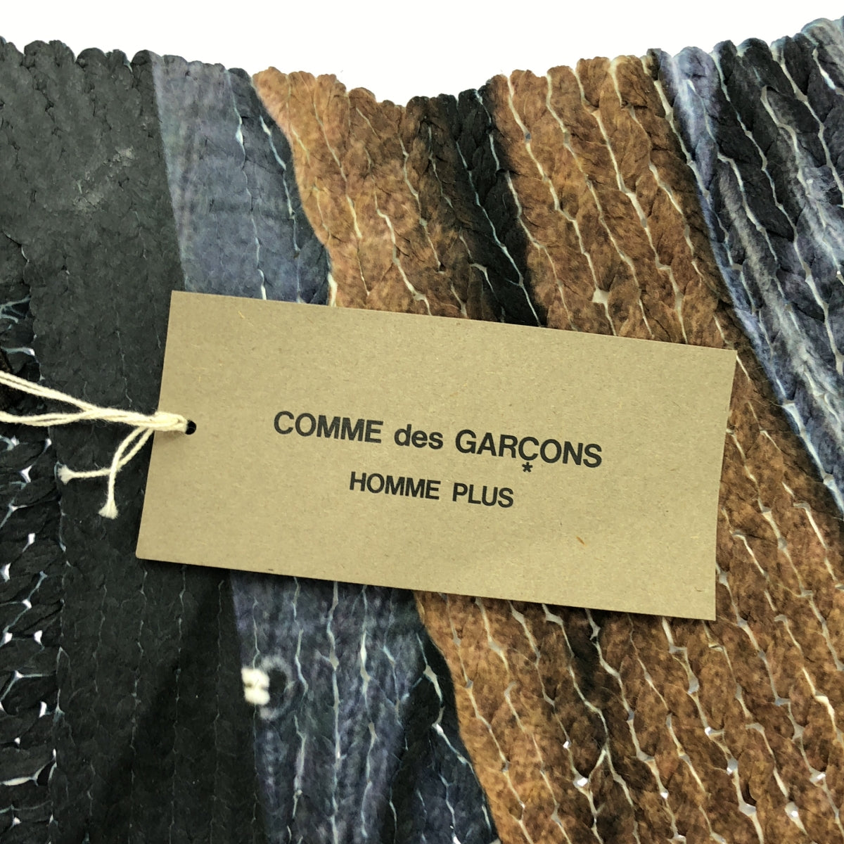 【美品】 COMME des GARCONS HOMME PLUS / コムデギャルソンオムプリュス | 2024SS | ポリエステル 転写 ケーブル ニット カーディガン | M | ネイビー/ブラウン | メンズ