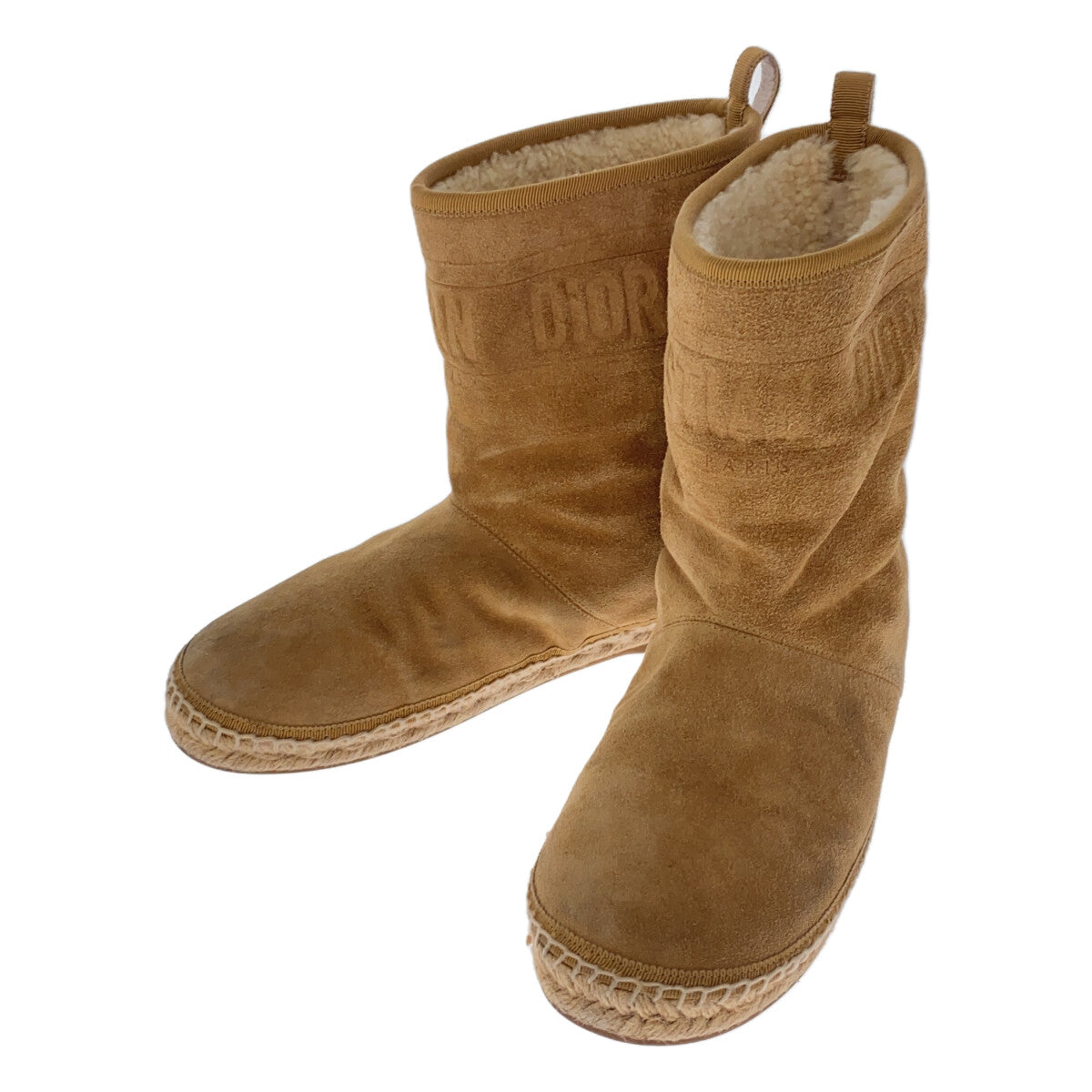 克里斯汀迪奧 |蟒蛇皮飾邊羊毛皮靴 | 37.5 |駱駝 |女性的