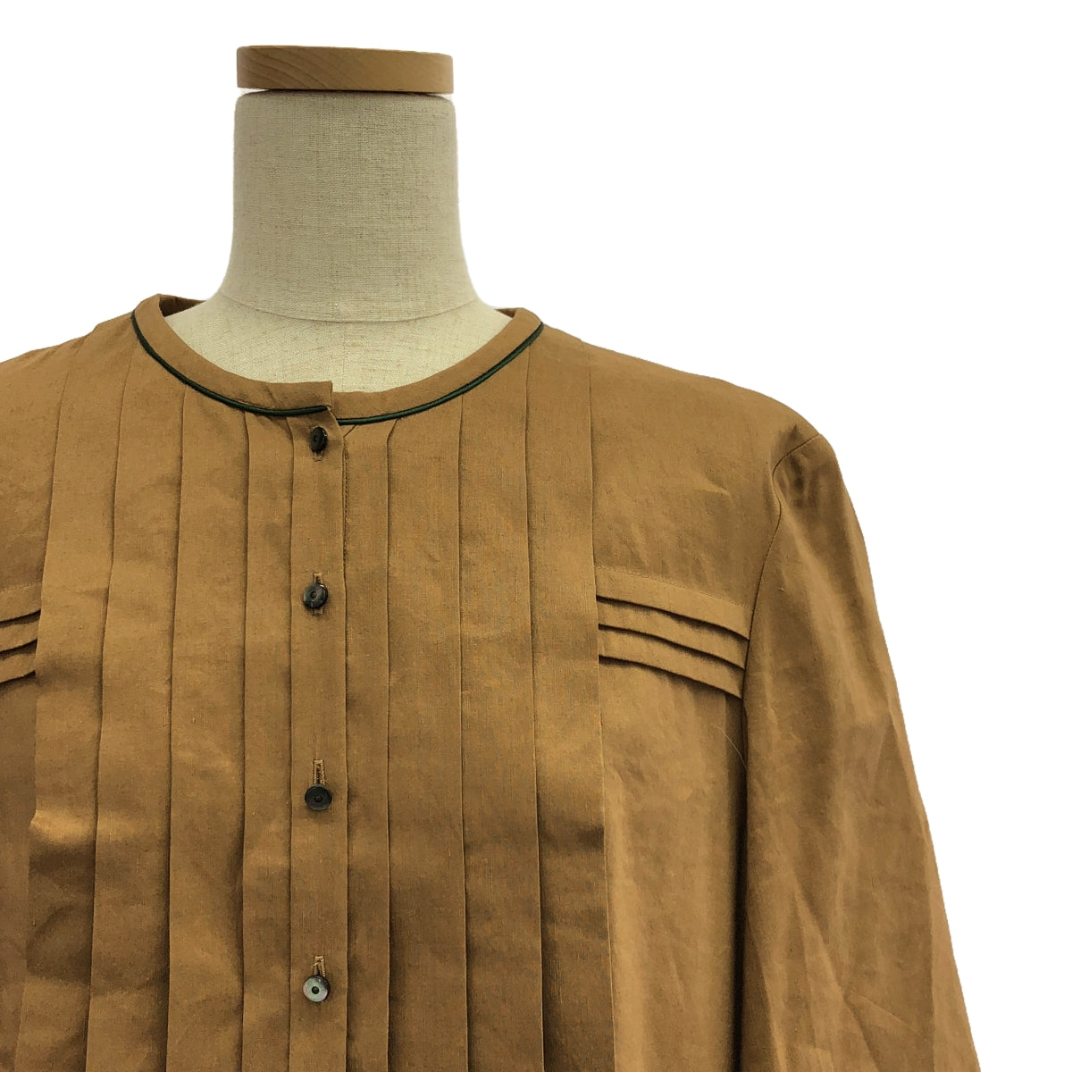 【美品】 mina perhonen / ミナペルホネン | timberline シルク混 プリーツ ワンピース | 36 | ブラウン | レディース