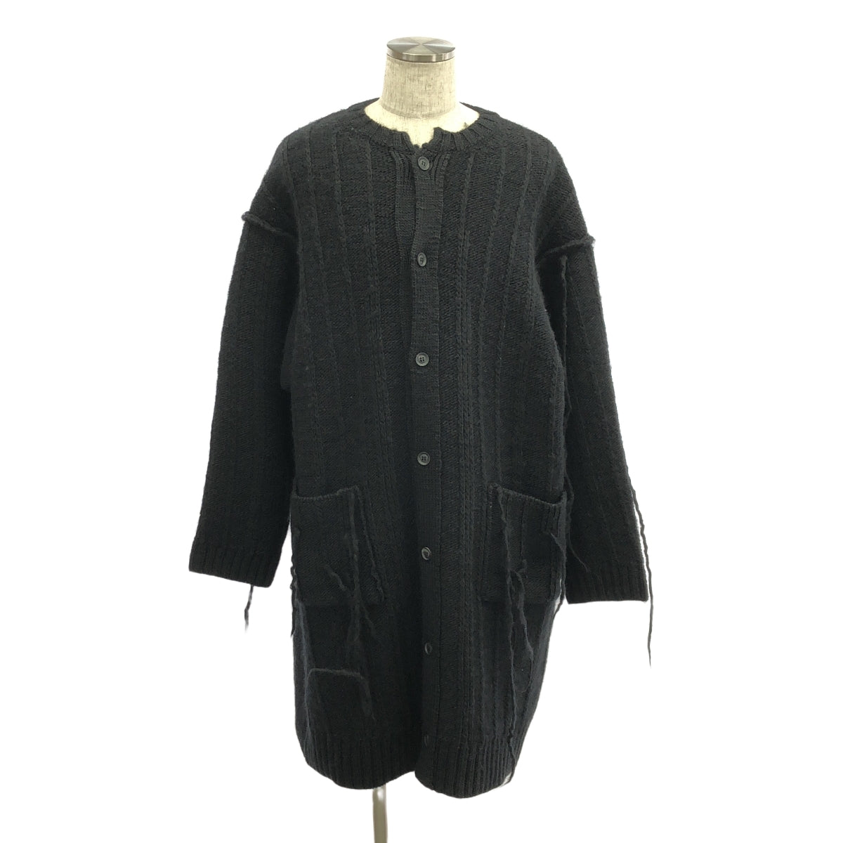 YOHJI YAMAMOTO POUR HOMME / ヨウジヤマモトプールオム | 2024AW | 3G STRIPE STRING LONG CARDIGAN 糸ふらし ロング ニット カーディガン | 3 | メンズ