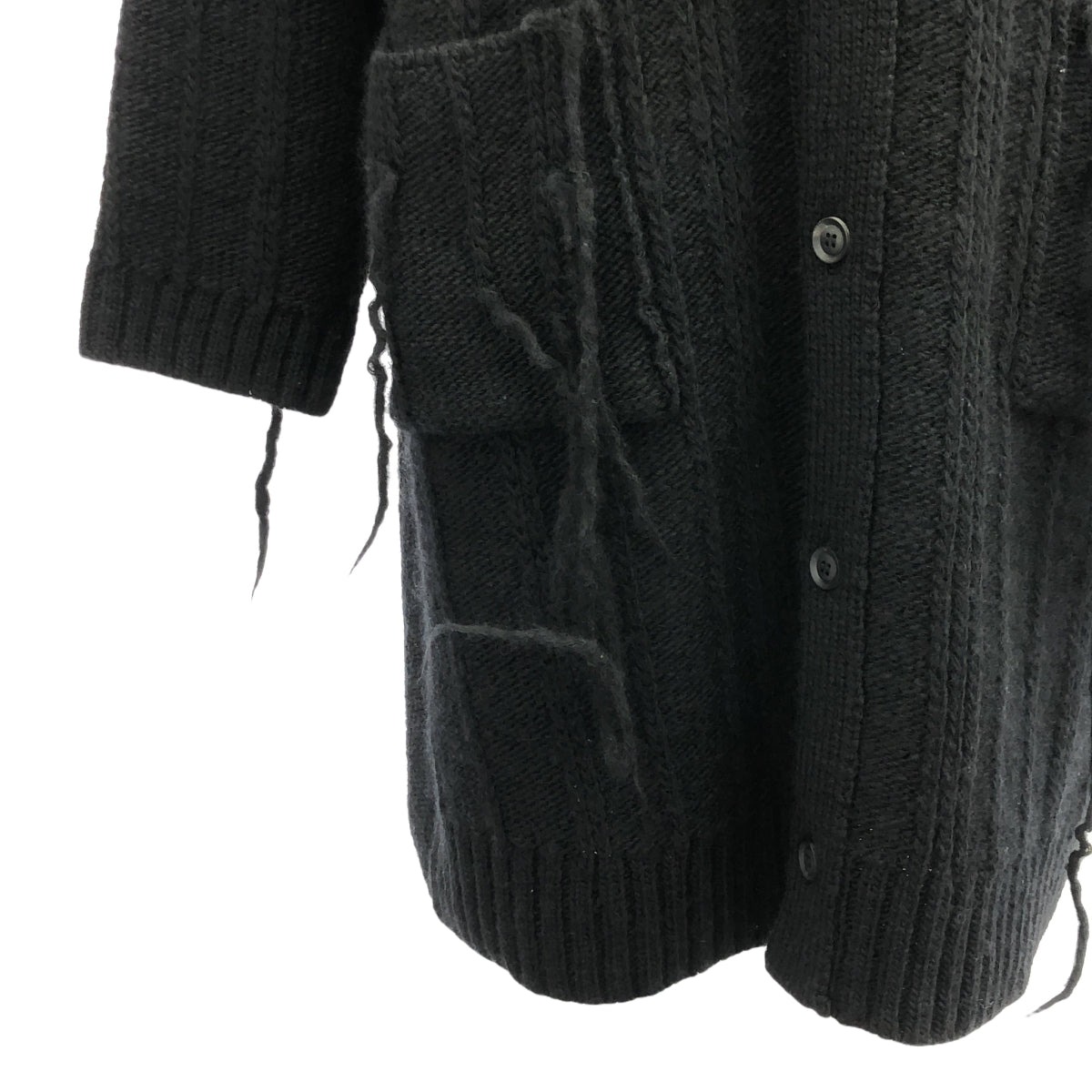YOHJI YAMAMOTO POUR HOMME / ヨウジヤマモトプールオム | 2024AW | 3G STRIPE STRING LONG CARDIGAN 糸ふらし ロング ニット カーディガン | 3 | メンズ