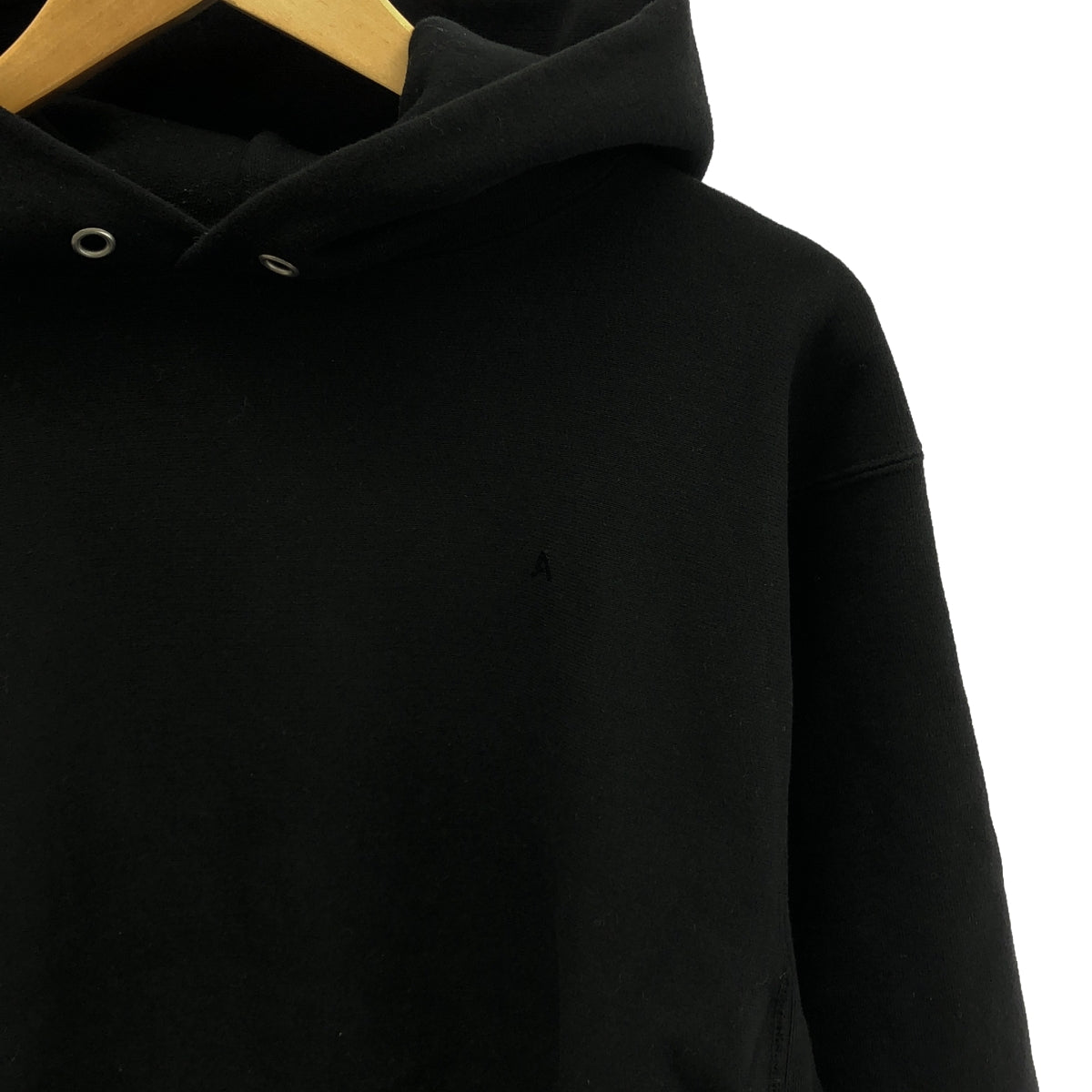 ATON / エイトン | ワンポイントロゴ スウェット フーディ | 04 | ブラック | メンズ