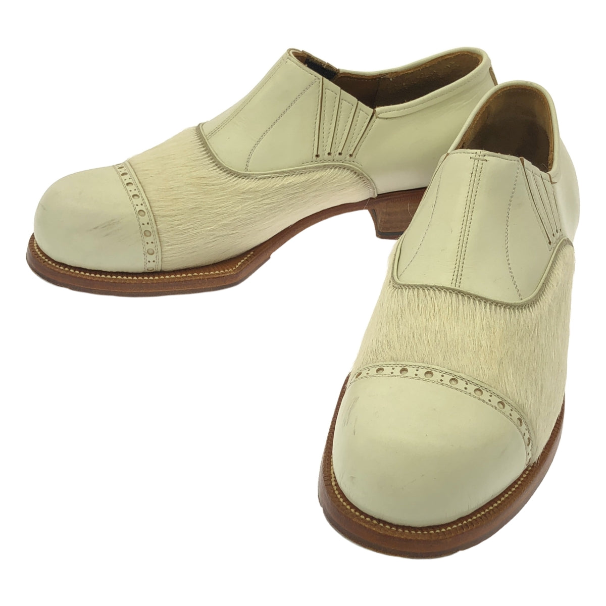 OTOPE / オトペ | Elastic ハラコ切替 スリッポンシューズ | 21.5 | ホワイト | レディース