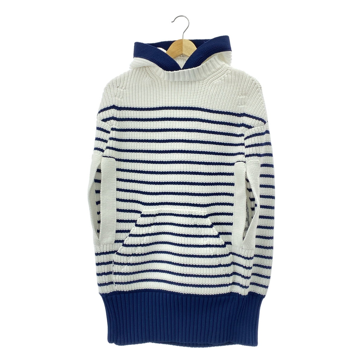 sacai / 사카이 | 2023SS | Horizontal Stripe Knit Cape 테두리 슬리브리스 후드 니트 | 1 | 여성