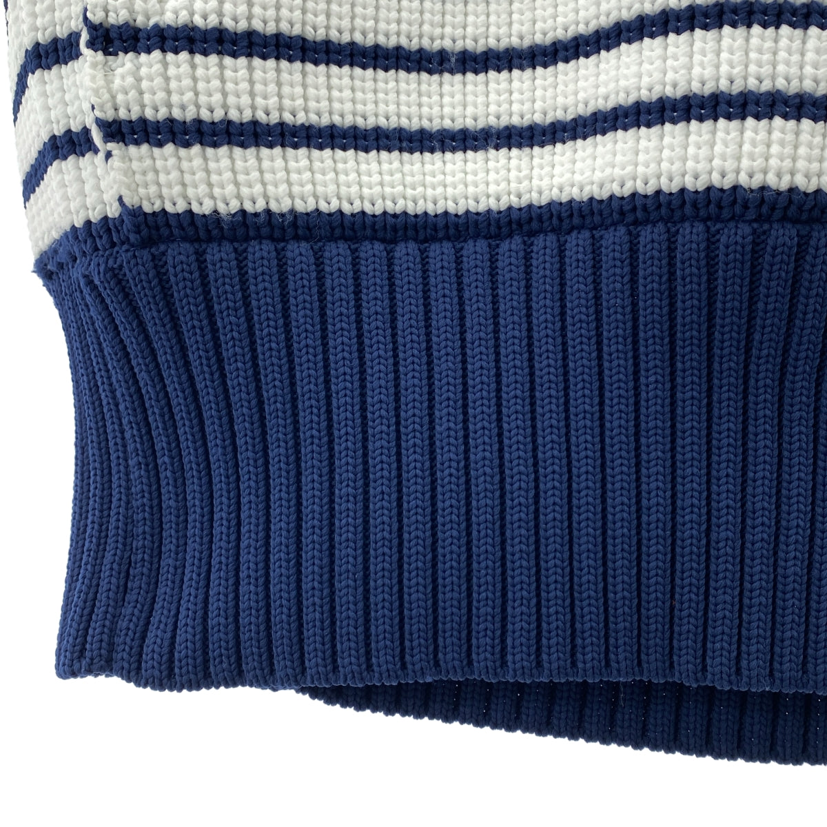 sacai / サカイ | 2023SS | Horizontal Stripe Knit Cape ボーダー スリーブレス フーデッドニット | 1 | ネイビー/ホワイト | レディース