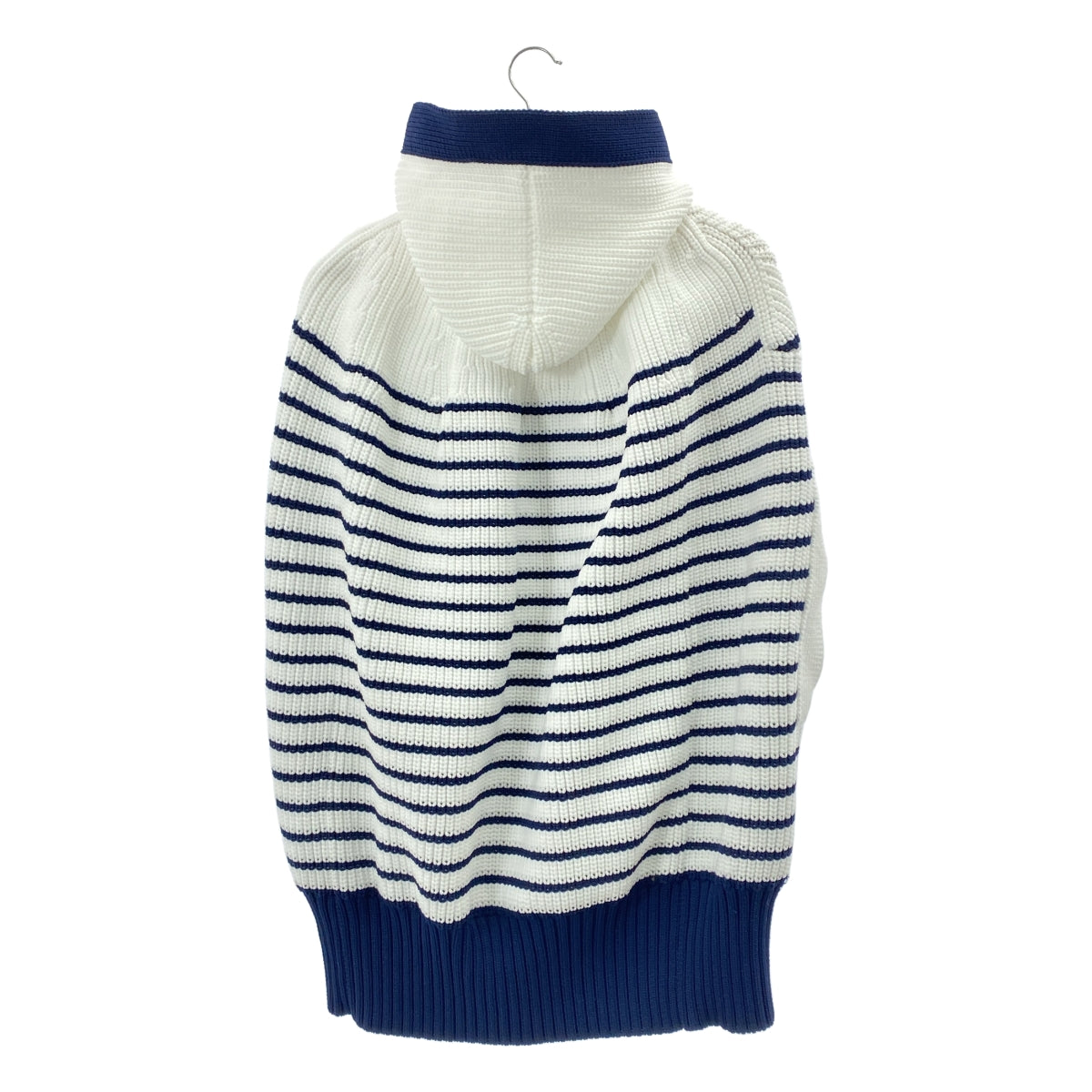 sacai / サカイ | 2023SS | Horizontal Stripe Knit Cape ボーダー スリーブレス フーデッドニット | 1 | ネイビー/ホワイト | レディース