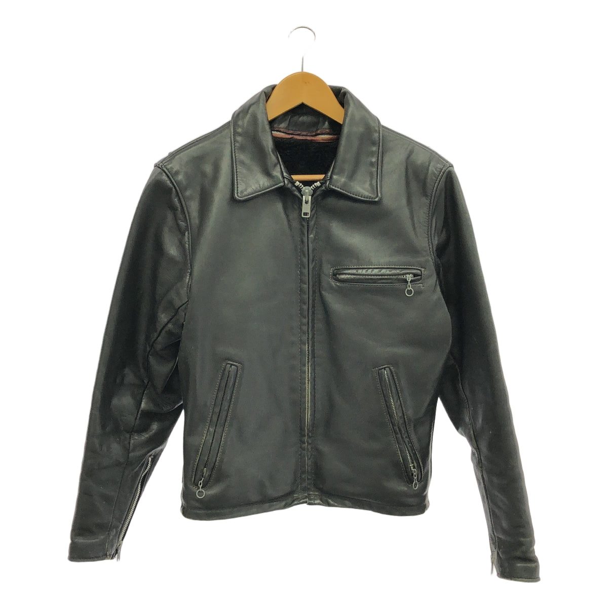希少 ボアライナー付 ショット レザー シングル ライダースジャケット 36 黒 SCHOTT / ショット | ボアライナー付 レザー シングルライダース