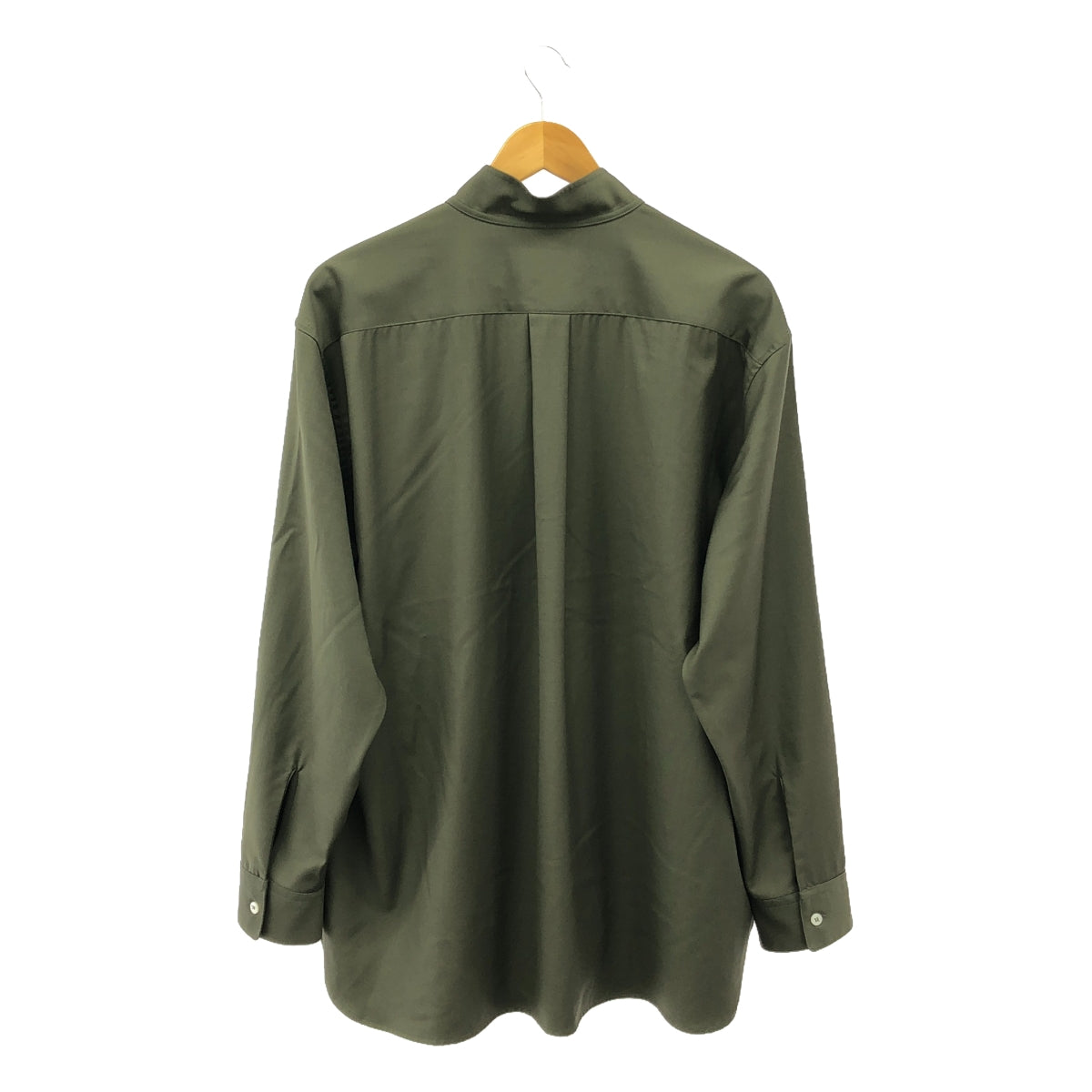 【美品】 Cristaseya / クリスタセヤ | ITALIAN WOOL HIGH COLLAR SHIRT ハイカラーシャツ | L | オリーブ | メンズ