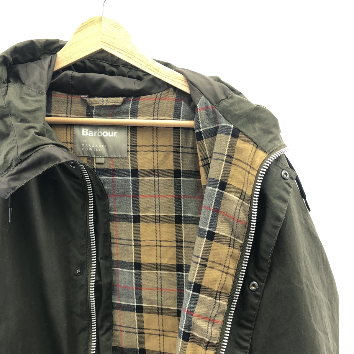 Barbour / 바부아 | 2018AW | × MARGARET HOWELL / 마가렛 하웰 EMMOTT JACKET / 왁스 오일 롱 재킷 후디 | L | 남성