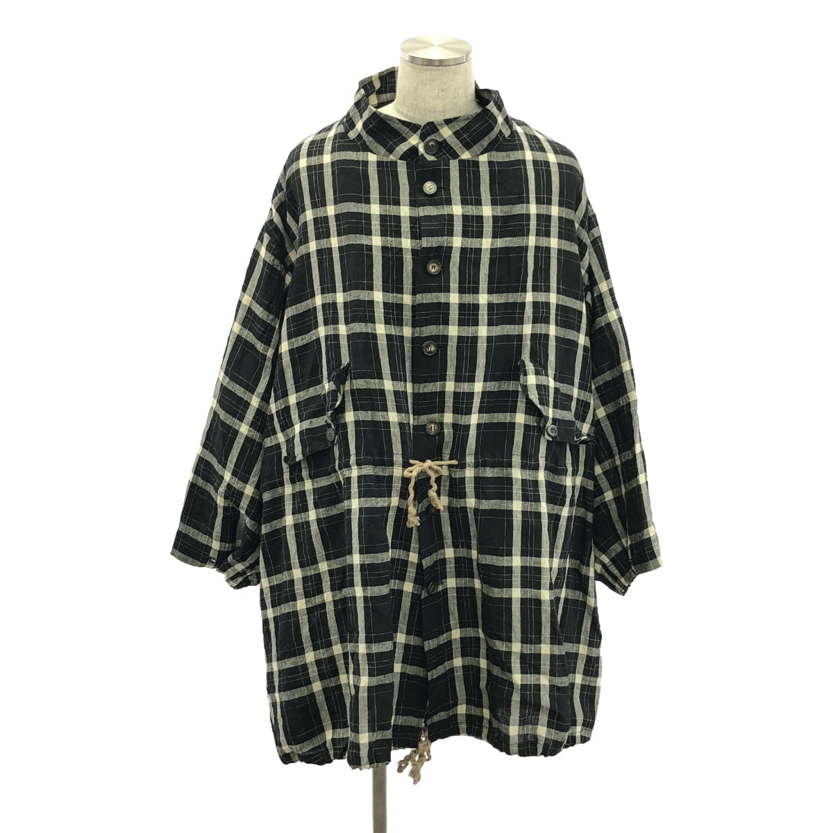 【美品】 ARCHIVIO J.M.Ribot / アルキビオジェイエムリボット | 2024SS | PK01/CK ドローストリング オーバーコート | 46 | black /white /gray | メンズ